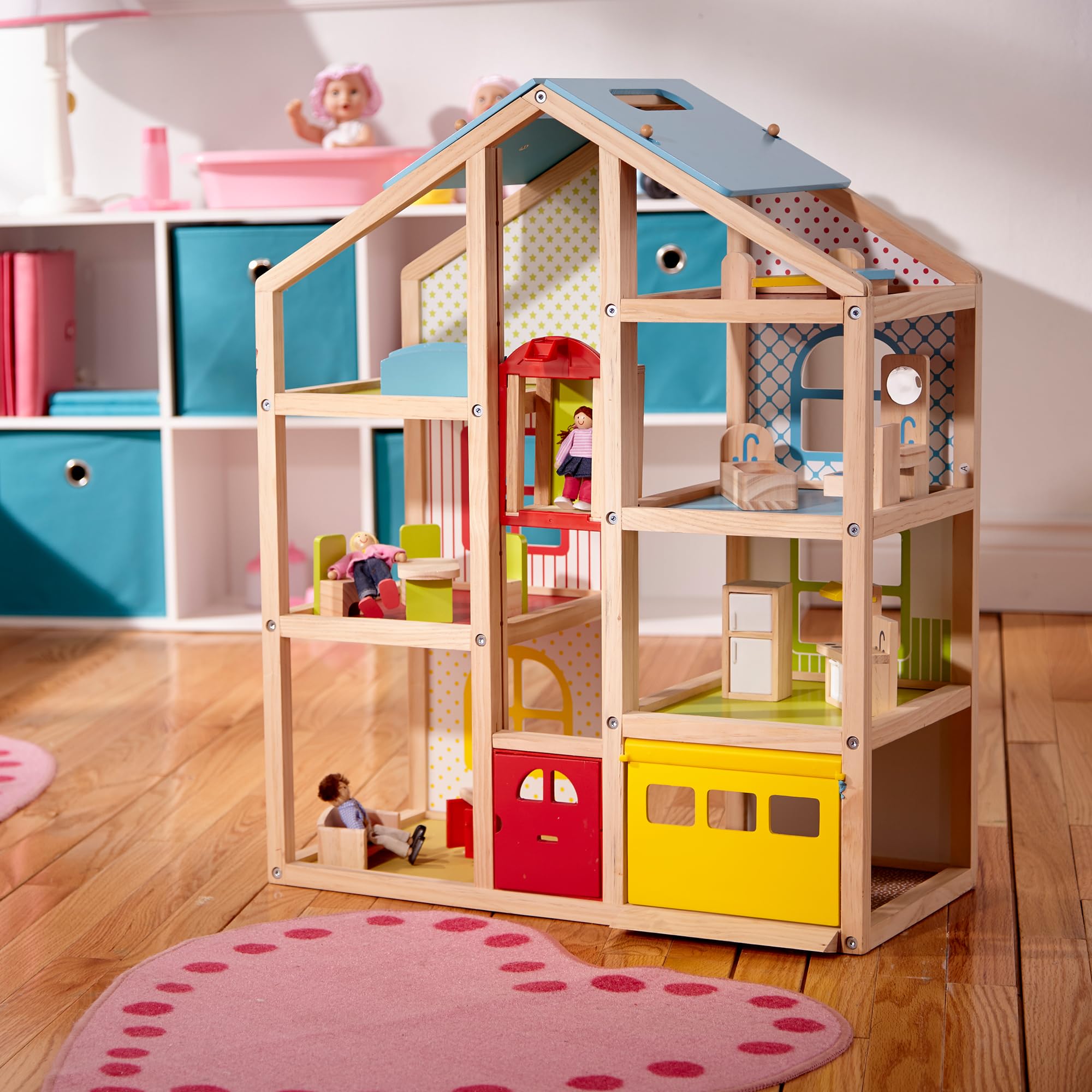 Melissa & Doug Hi-Rise Wooden Dollhouse with Dolls and Dollhouse Furniture — Amazon image 9