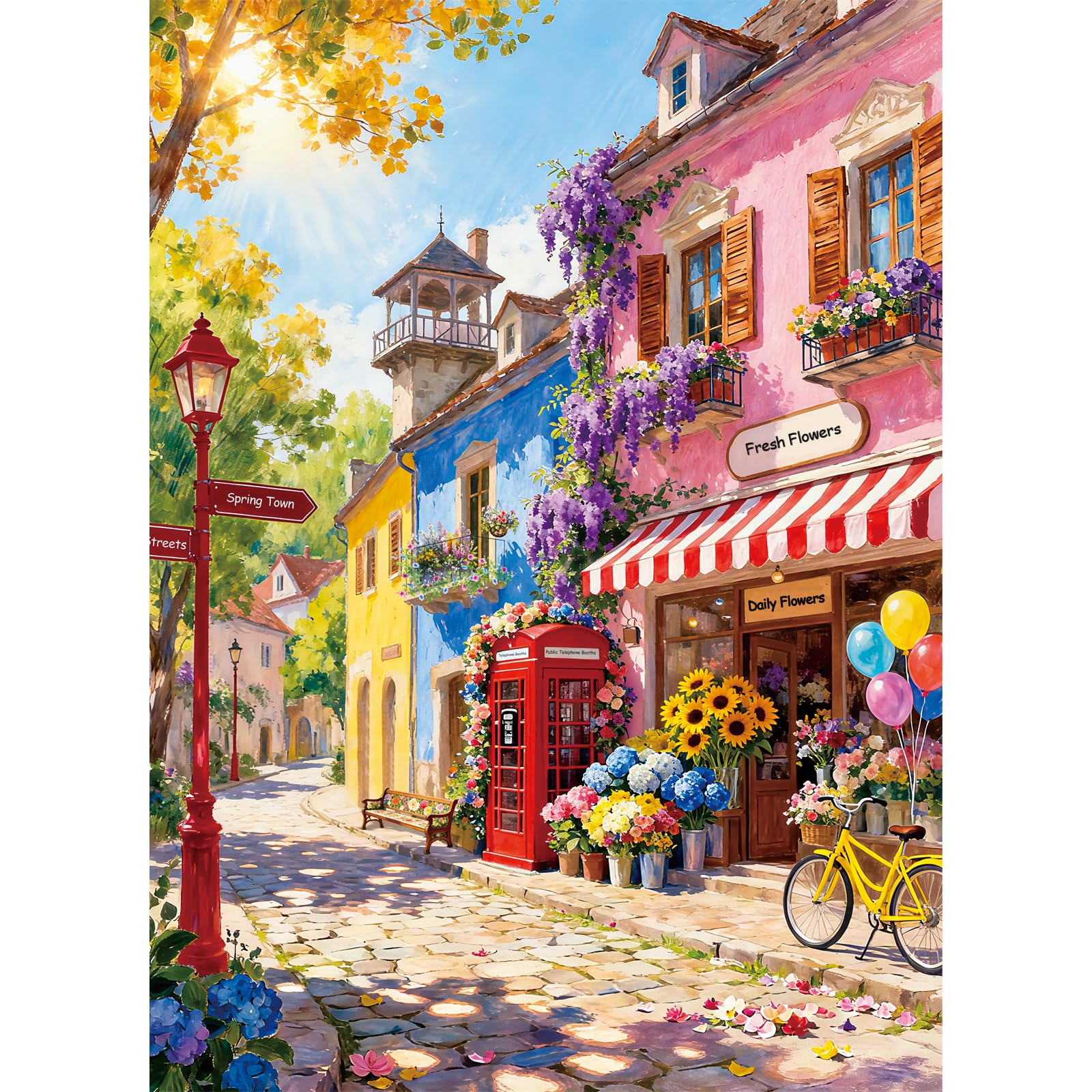 HUADADA 500 Piece Jigsaw Puzzle-Town Flower Lane(No Back Partition) — image 1