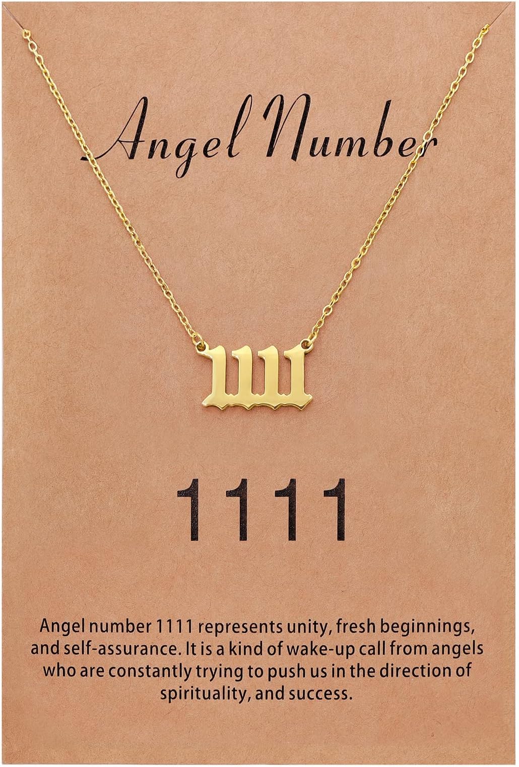 Angel Number Necklace for Women Dainty Gold Plated Number Necklace Numerology Jewelry Gifts for Women, 18 inches, Stainless Steel, No Gemstone