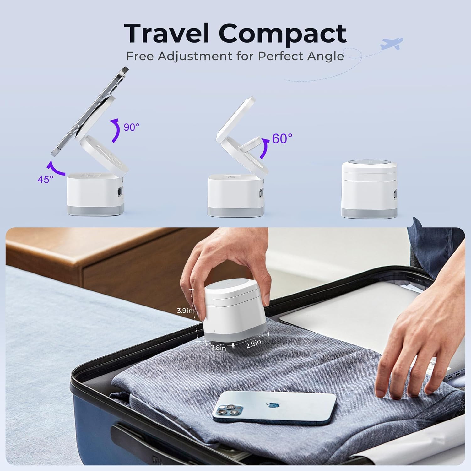 RichBird Z1 charging station in various folded and extended positions, showing its compact travel design.