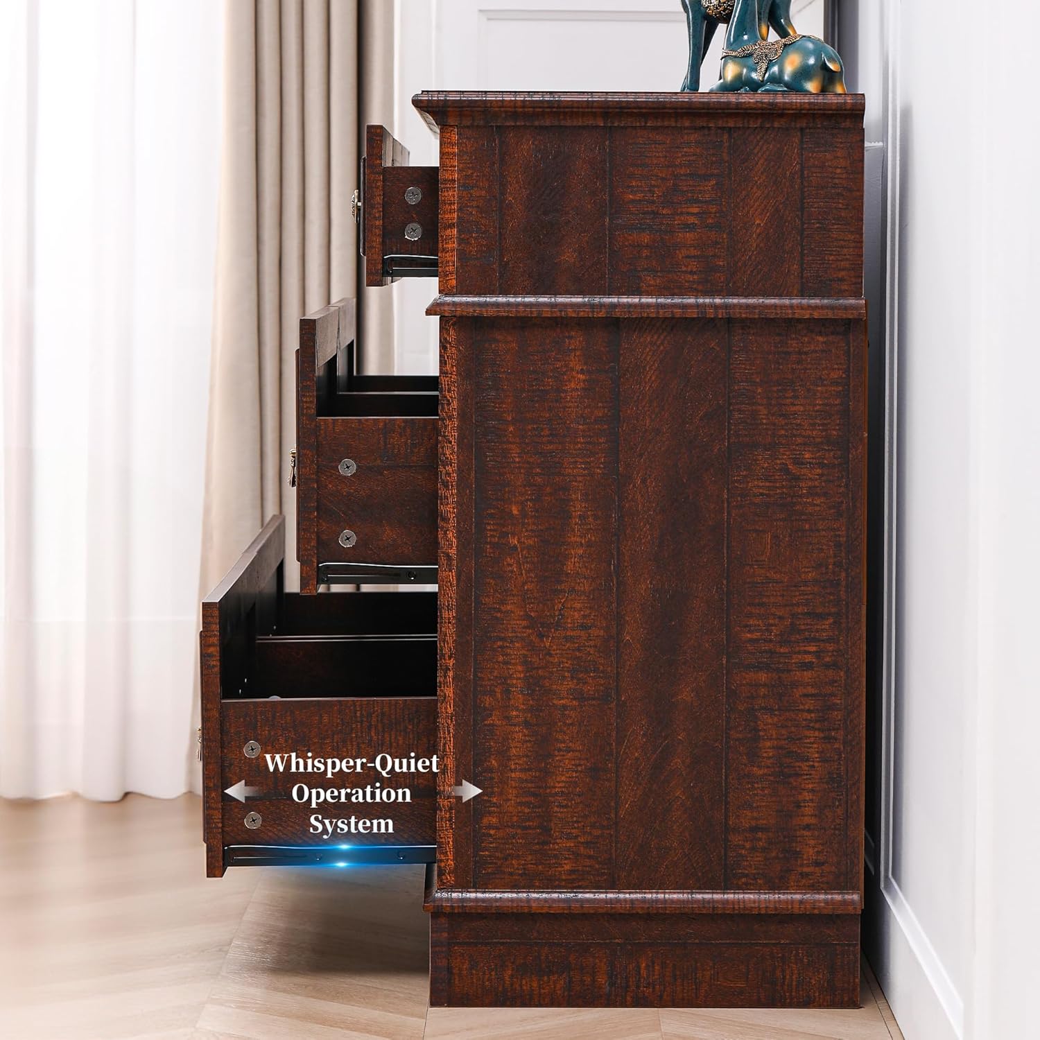 7 Drawer Dressers for Bedroom, 55" Wide Farmhouse Chest of Drawers TV Stand for Bedroom, Closet, Living Room, Hallway