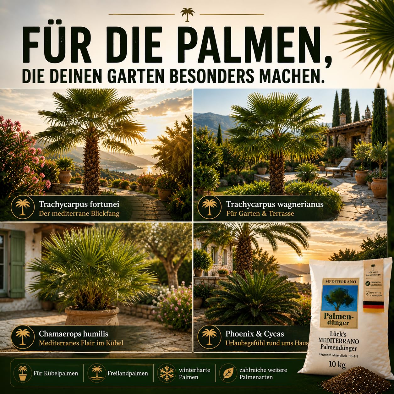 "Mediterrano - Fertilizzante per palme, perfetto per palme dure, crescita forte e foglie sane!", 10 kg