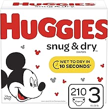 Huggies Snug & Dry Diapers, Size 3 (16-28 lb.), 210 Count, One Month Supply (Packaging May Vary)