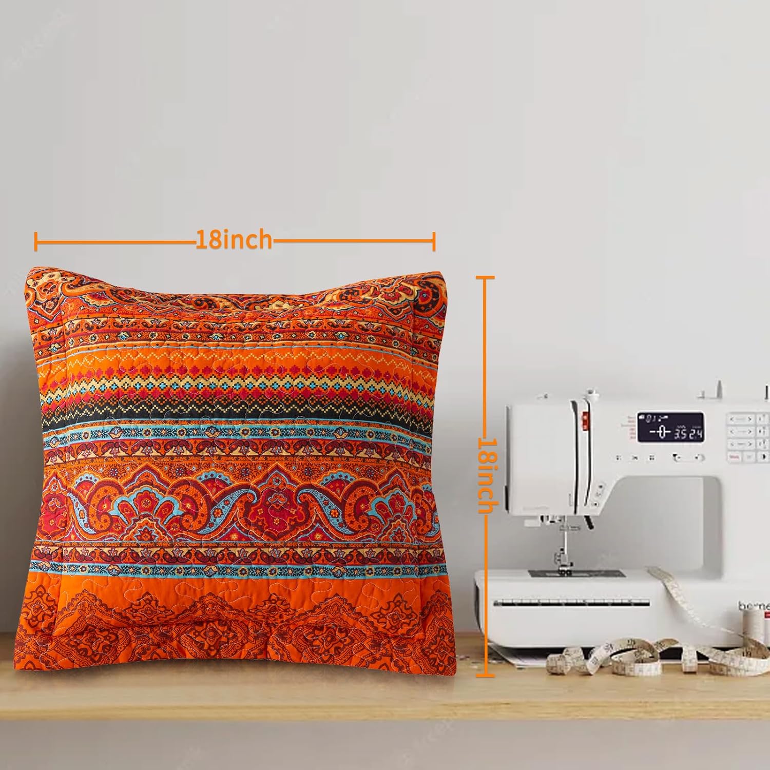 Bedifany 2 Pcs Cotton Throw Pillow Covers, Decorative Neutral Boho Cushion Covers Pillowcase for Couch Sofa Bedroom Living Room Home Decor Outdoor,18×18 Inch (Orange and red)