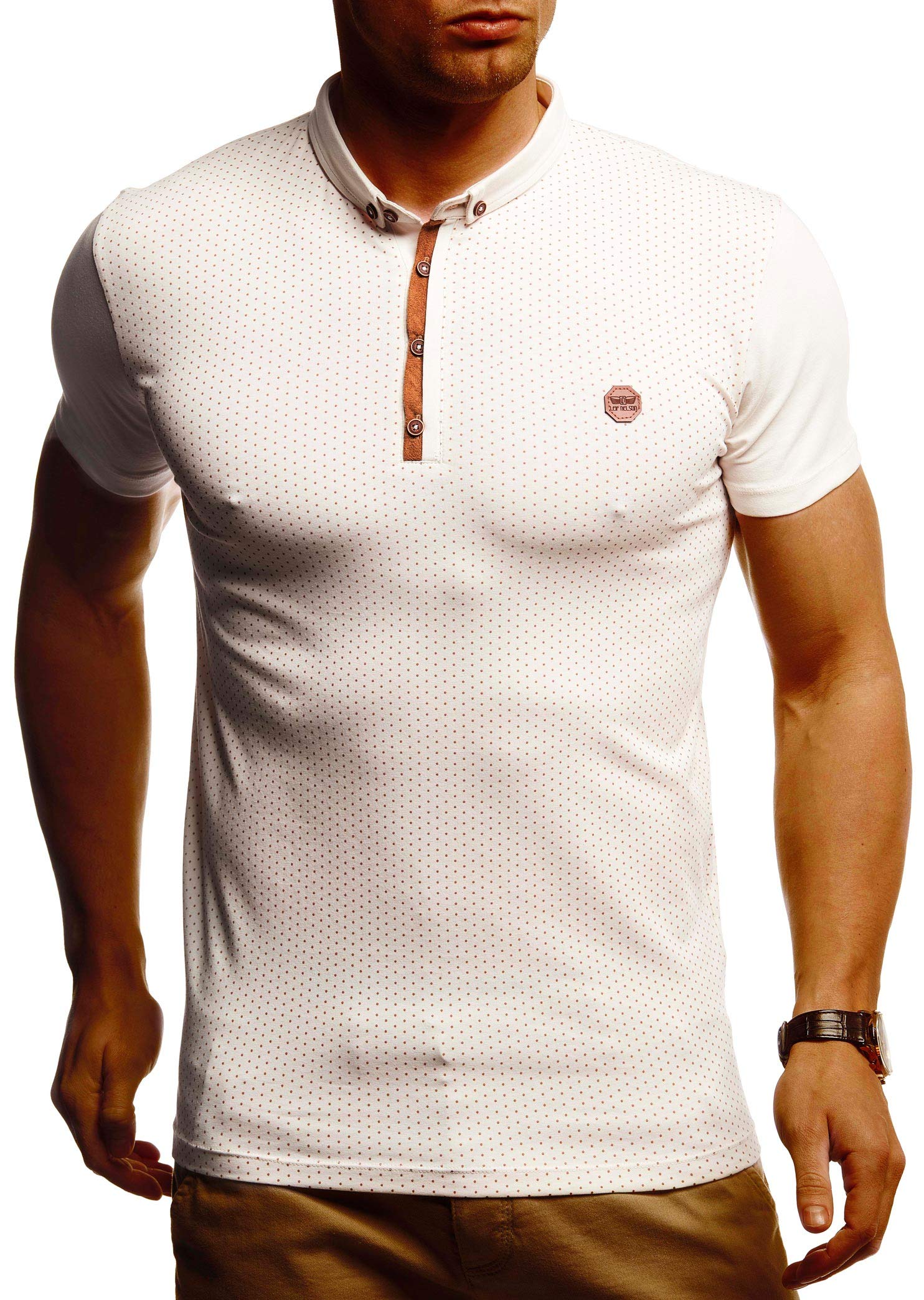 Leif Nelson LN1295 Men's Summer Polo Shirt, Collar, Slim Fit, Cotton Blend, Basic Black, Long-Sleeved Sweatshirt, Short-Sleeved White, Long