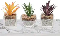 kit com 3 Vasos Arranjos de Plantas Suculentas Artificiais P/Banheiro, otimo para decoração de sua casa