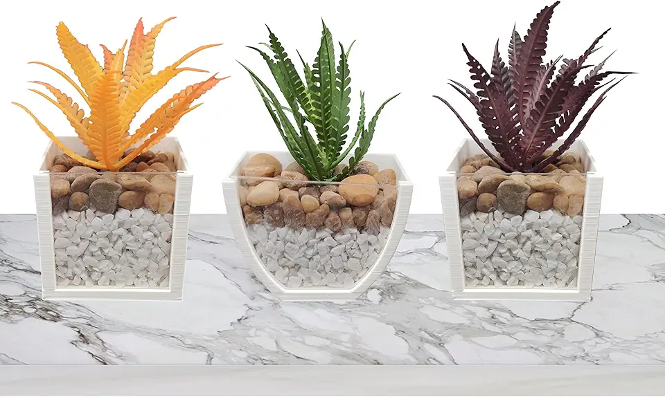 kit com 3 Vasos Arranjos de Plantas Suculentas Artificiais P/Banheiro, otimo para decoração de sua casa