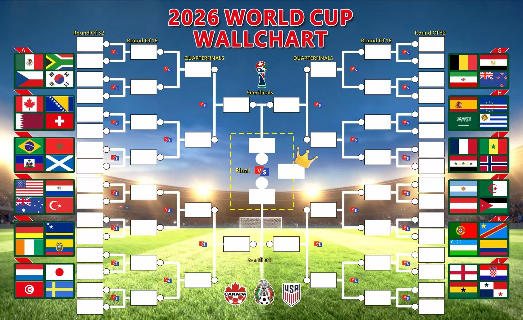 Pyltor 40x24 inches 2026 World Cup Schedule Fabric Flag Poster,Predict Champion Flag Poster,Tournament Wall chart for Soccer Fans Gifts Party Decorations (Color C)