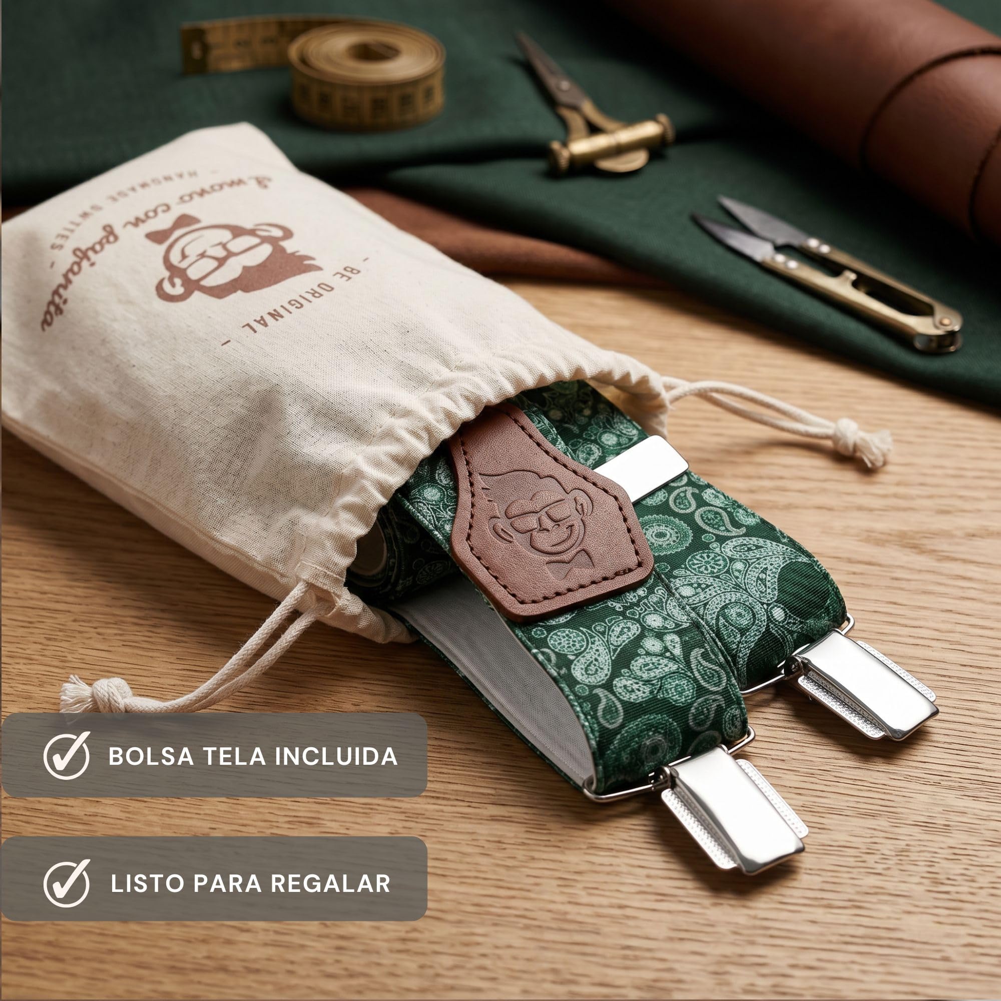 Tirantes Hombre Hechos a mano en España. Tirantes para pantalones hombre | 3 Pinzas extrafuertes.
