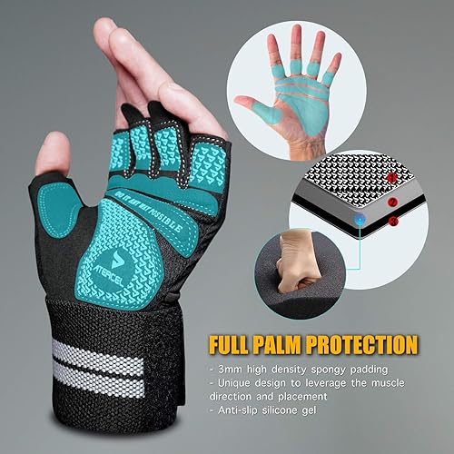 Miniatura 2 de ATERCEL Guantes de entrenamiento transpirables con soporte de muñeca para gimnasio, ejercicio, dominadas, súper ligeros para hombres y mujeres,