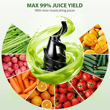 Pukomc Cold Press Juicer with Smart Display and Brushless Motor, | 5.3 Wide Mouth Feed Chute, 300W High Power Slow Masticating Juicer, Whole Vegetables & Fruits Juicing, Easy to Use and Clean
