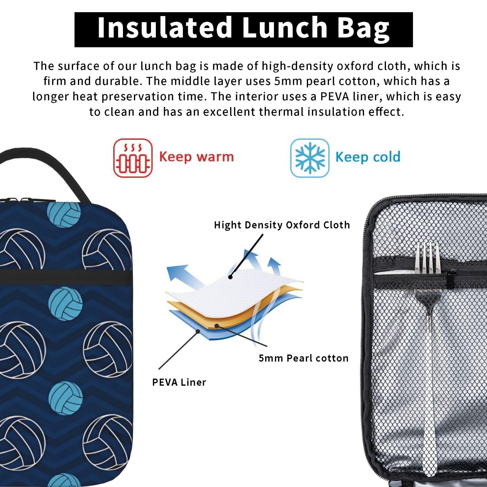 YVONAU Lunchtasche Mit Sportball-Design – Isoliert, Auslaufsicher, Mit Schultergurt, 29x18x24 Cm