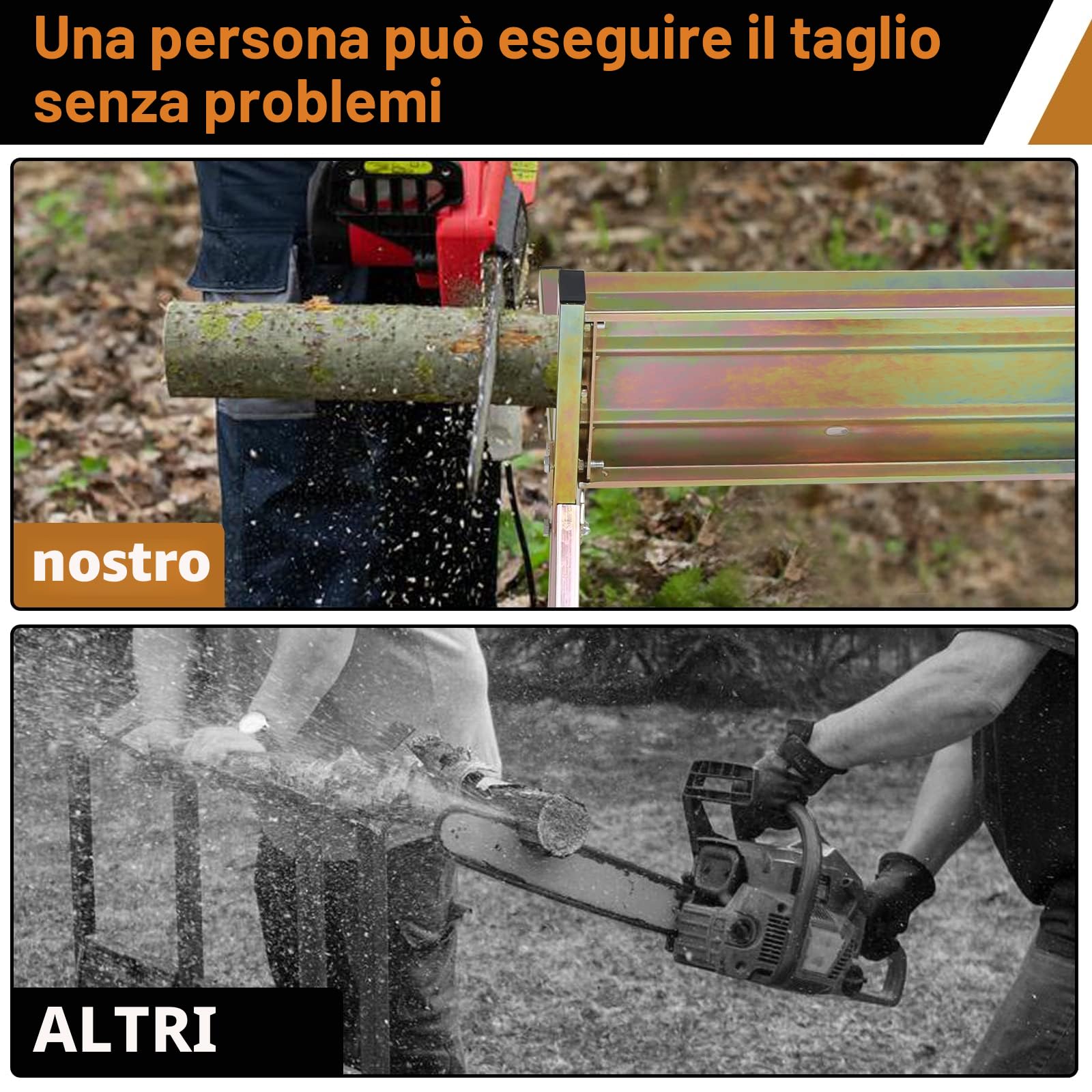 Cavalletto per sega a catena con supporto per motosega, pieghevole, per segherie e officine, 81 x 72 x 78,5 cm, portata fino a 150 kg