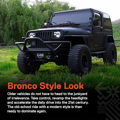 Miniatura 10 de TRUE MODS - Faros delanteros LED H6054 6054 de 5 x 7 y 7 x 6 pulgadas, repuesto de lámpara cromada H4 brillante para Jeep Wrangler YJ Cherokee XJ