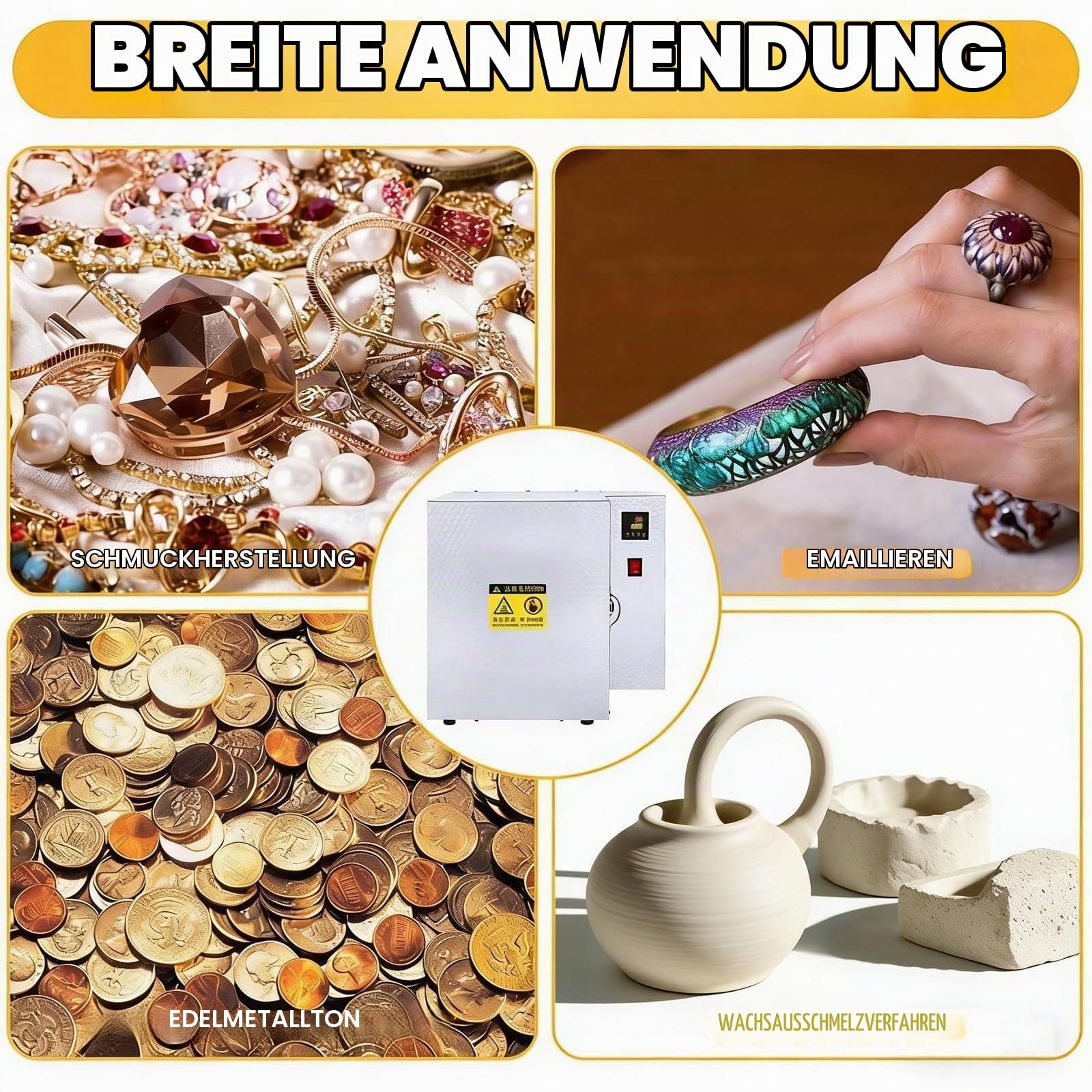 Schmelzofen Schmuckgussofen 2026 Neu,Goldschmelzofen Tisch-Ausbrennofen 1500w, Segmentierte Temperaturregelung, Ausbrennofen - Inklusive Handschuhe Und Zange