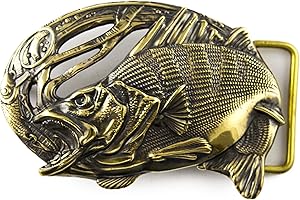 Bass Fish Belt Buckle in Brass for Anglers as a Trophy Gift