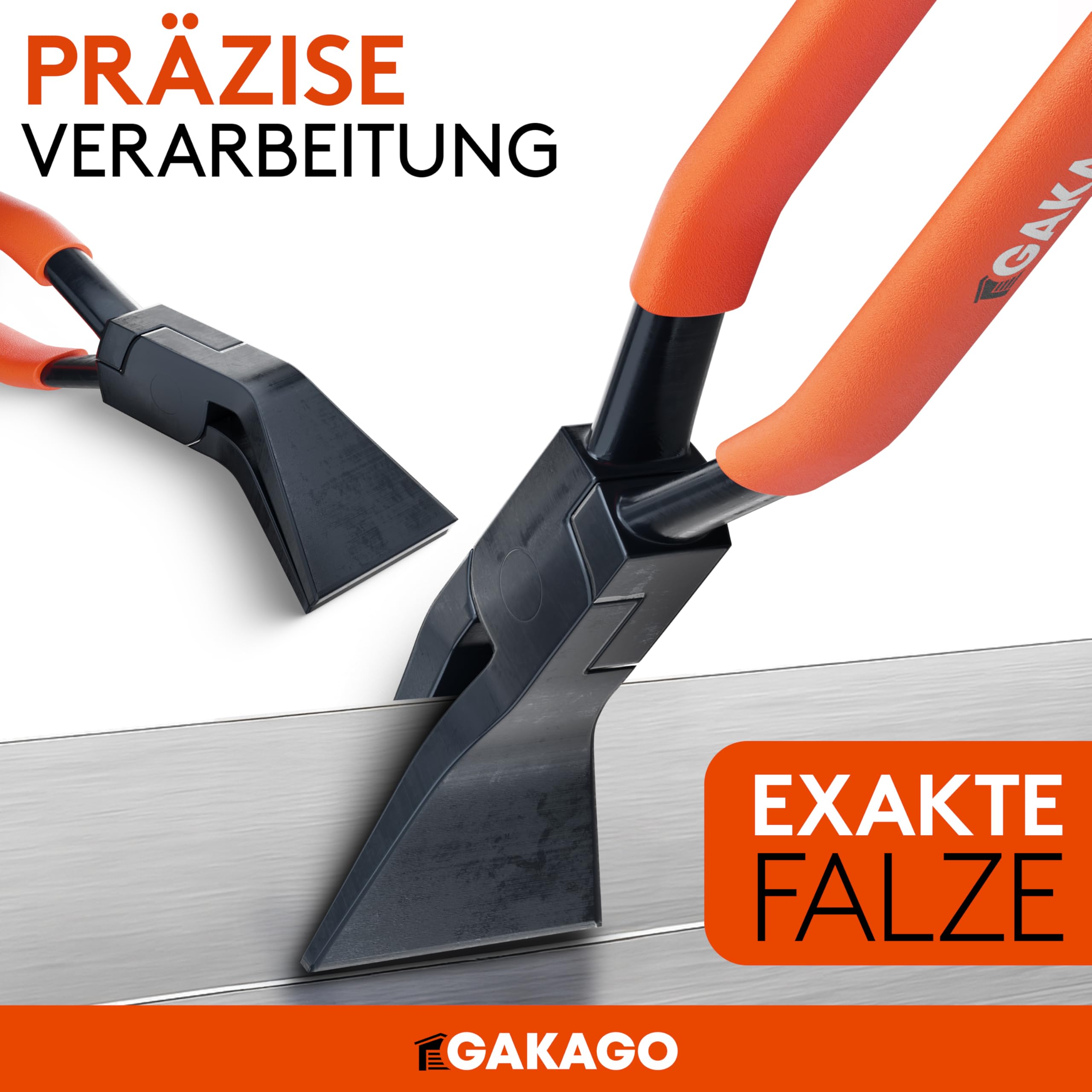Gakago Falzzangen Set 3-teilig - 45° 90° 180° Abkantzange/Biegezange mit extra breiten 60mm Backen - inkl. Aufbewahrungstasche - Präzises Spengler Werkzeug für Dachdecker und Blech biegen