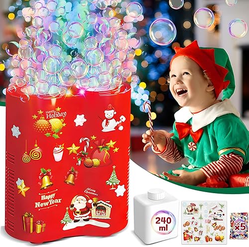 Máquina automática de burbujas de fuegos artificiales con música, máquina de burbujas para niños con luces LED intermitentes para fiestas al aire