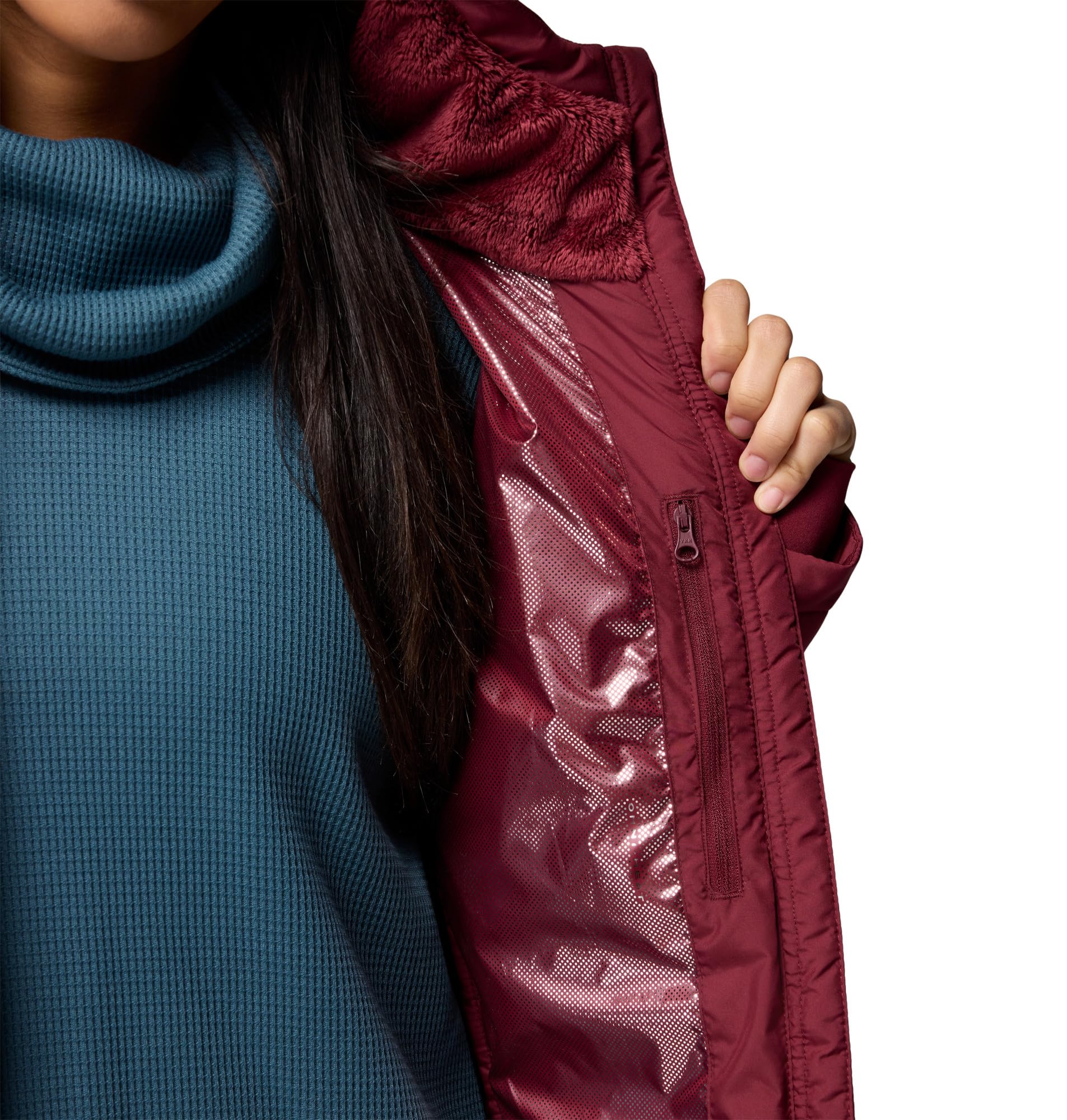 Columbia Heavenly Long Hdd Jacke Columbia Chaqueta larga con capucha para mujer, azul canyon, 2X Mujer