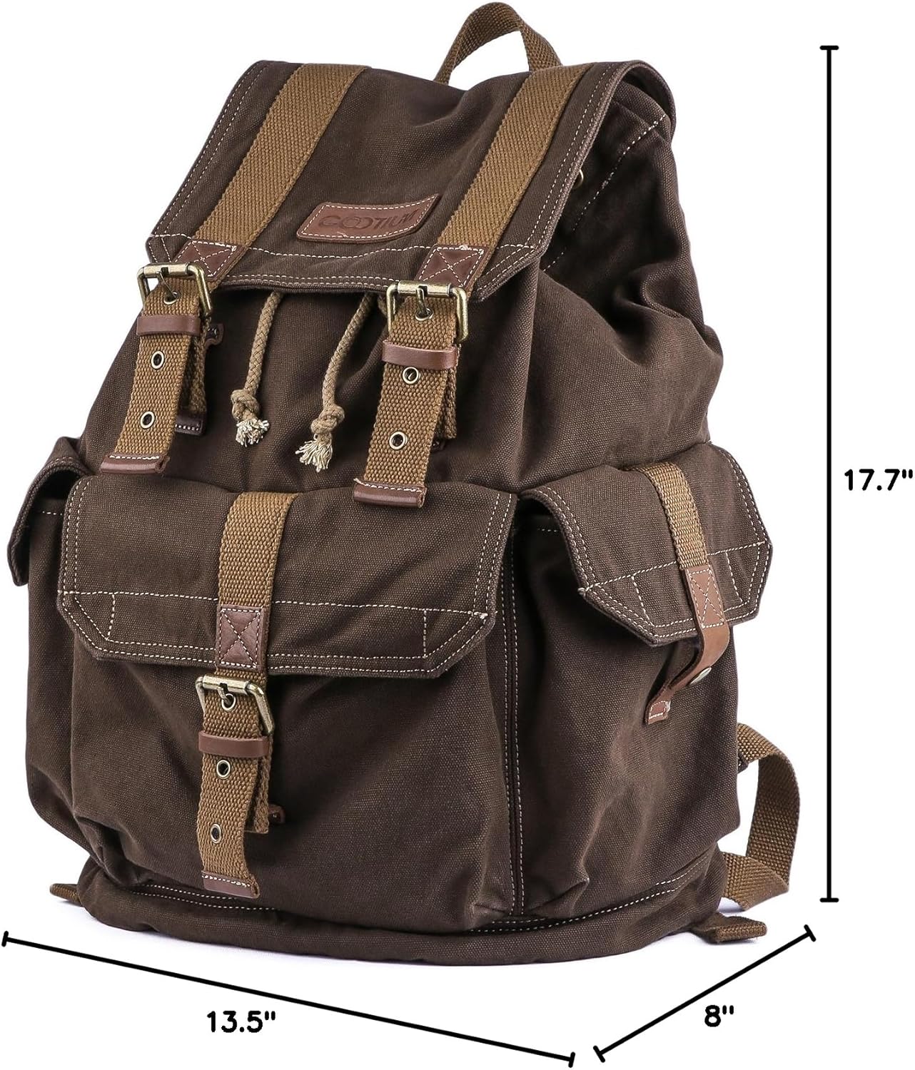 GOOTIUM 21101CF Specially High Density Thick Canvas Backpack Rucksack,Coffee - Image 8