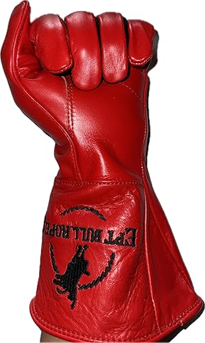 Miniatura 3 de EPT Bull Ropes Bull Riding Glove - Guantes para adultos, mano izquierda, color rojo y negro, cuero Sz 7.0 LH