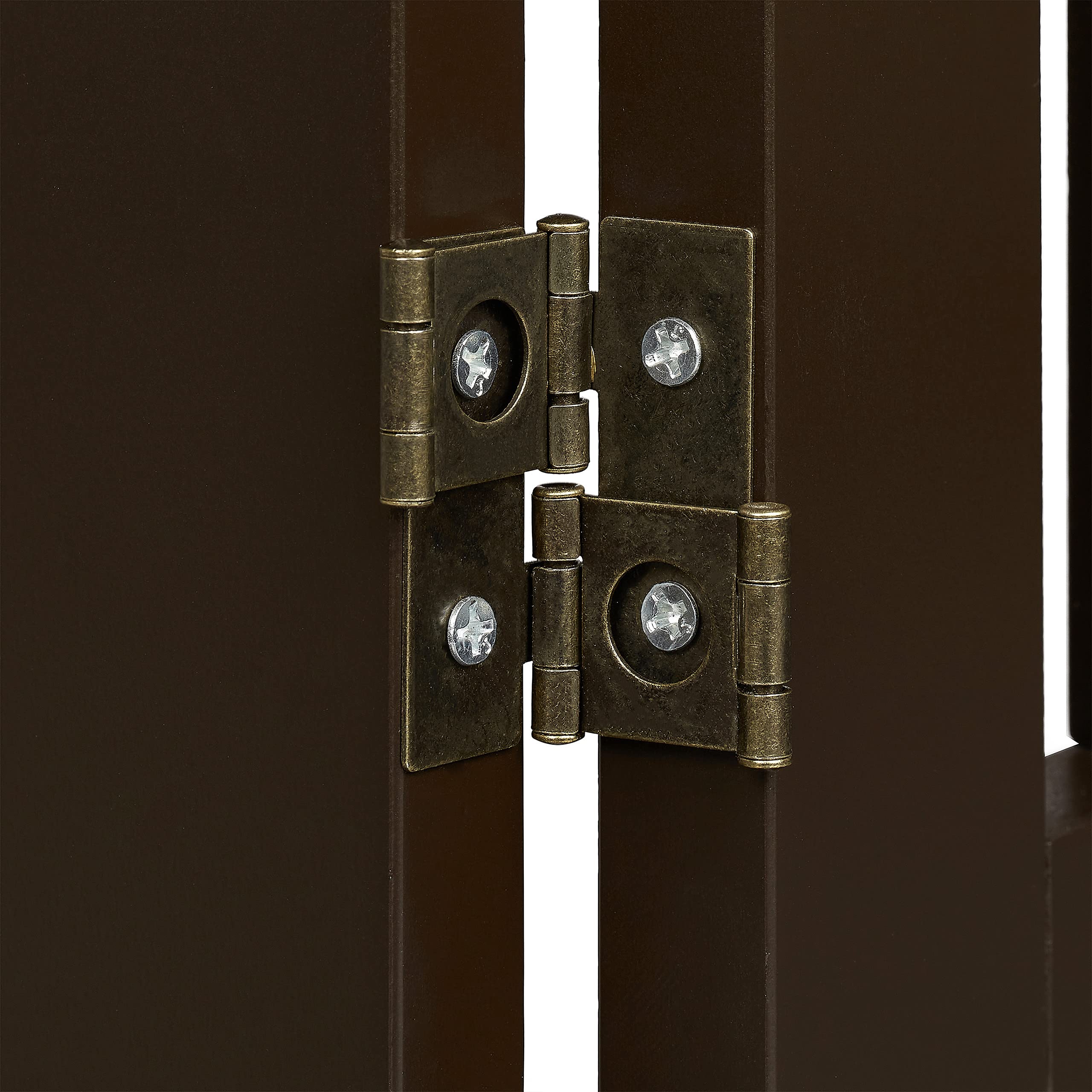 Relaxdays Barrera Seguridad Niños, Valla Protectora, Puerta, 92x206cm, Plegable, Cerca Protección Bebés, Perros, Marrón