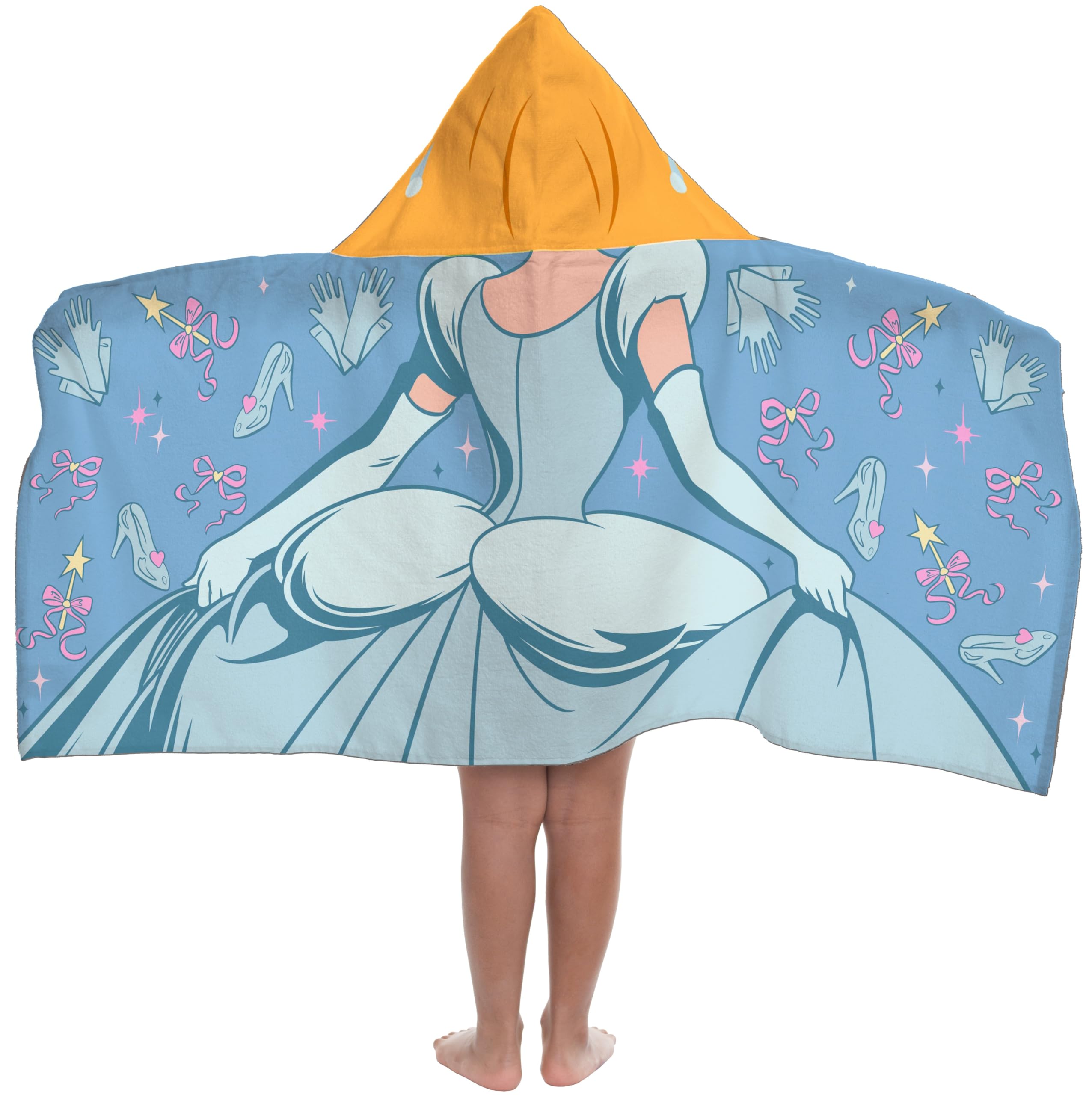 Jay Franco Disney Princess Cinderella – Kapuzen-Cape-Badetuch 56 × 130 cm Für Kinder, Superweich Für Bad, Strand, Pool Und Reise, Offiziell Lizenziertes Produkt, Blau
