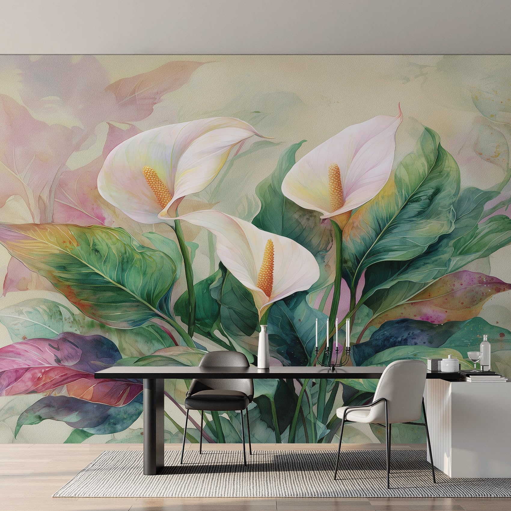 Décoration murale calla blanc résolvez le vide de vos grands murs de salon