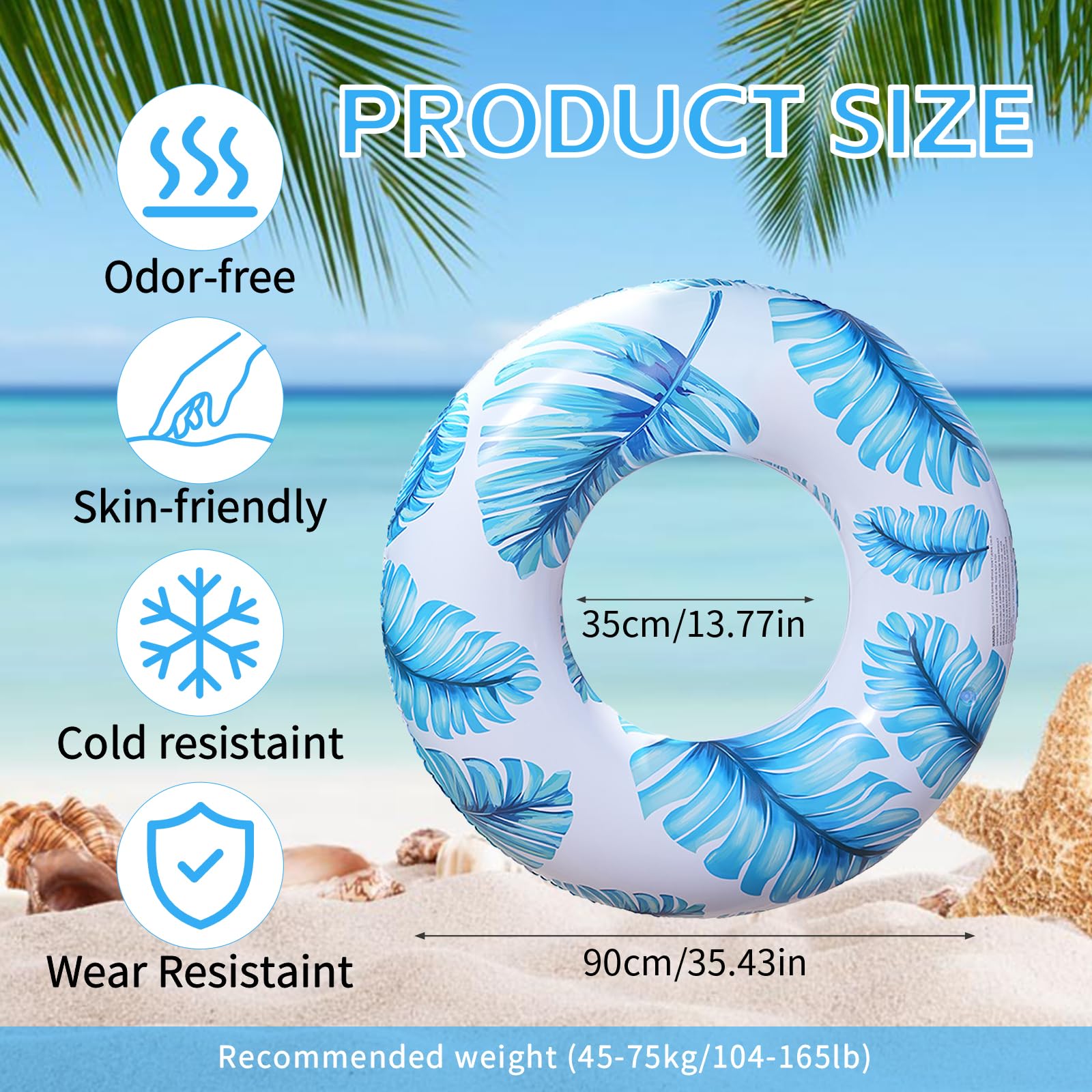 Inflatable Swimming Ring, Inflatable Pool Floats for Adults Durable Rubber Swimming Pool Tube - Image 3