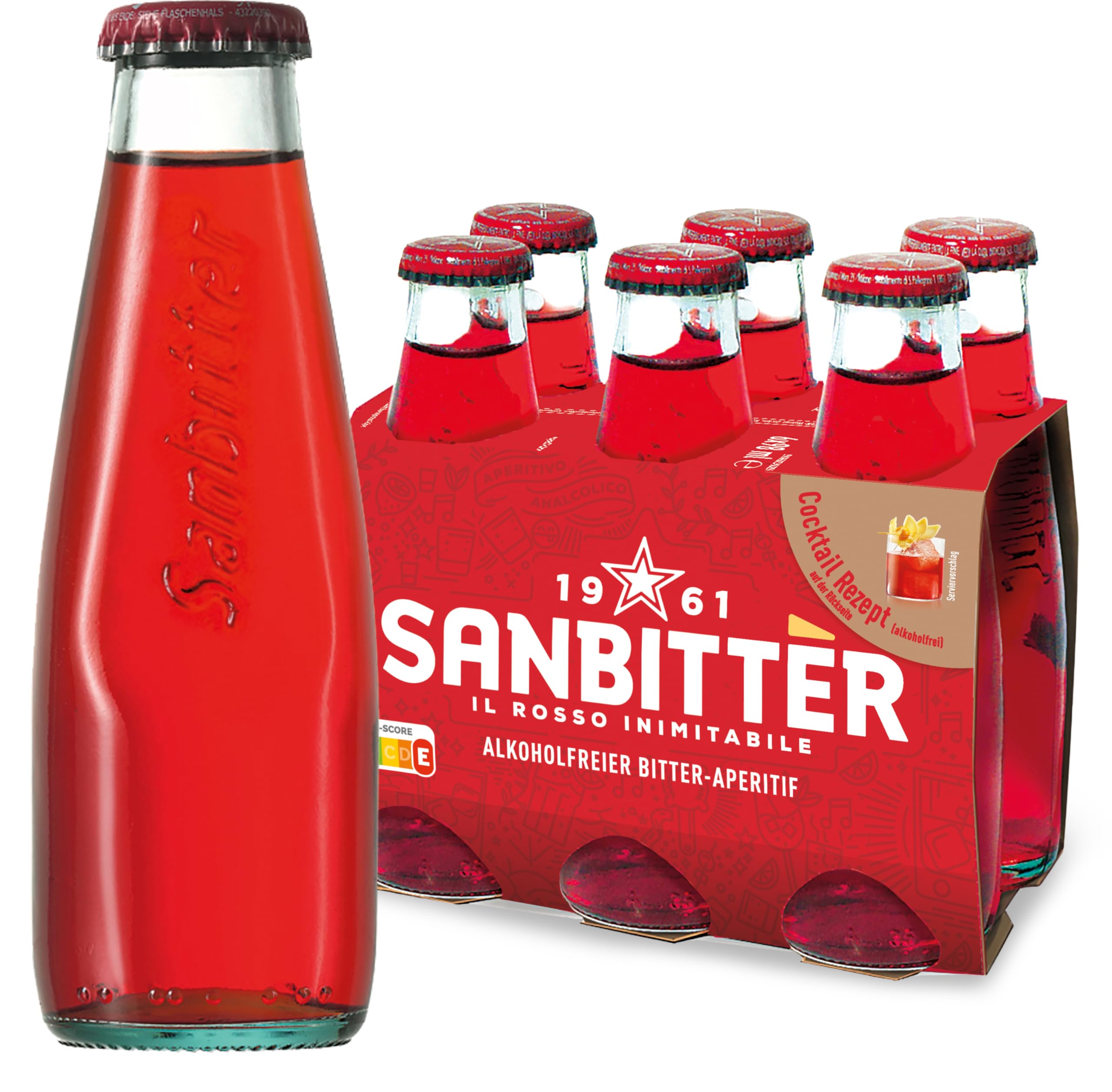 Sanbitte èr | apéritif sans alcool d'Italie | Arôme amer doux | Fabriqué à partir d'agrumes et d'herbes fines des Alpes, pour boissons mixtes | de la marque culte San Pellegrino | Lot de 24 (24 x 98 ml)