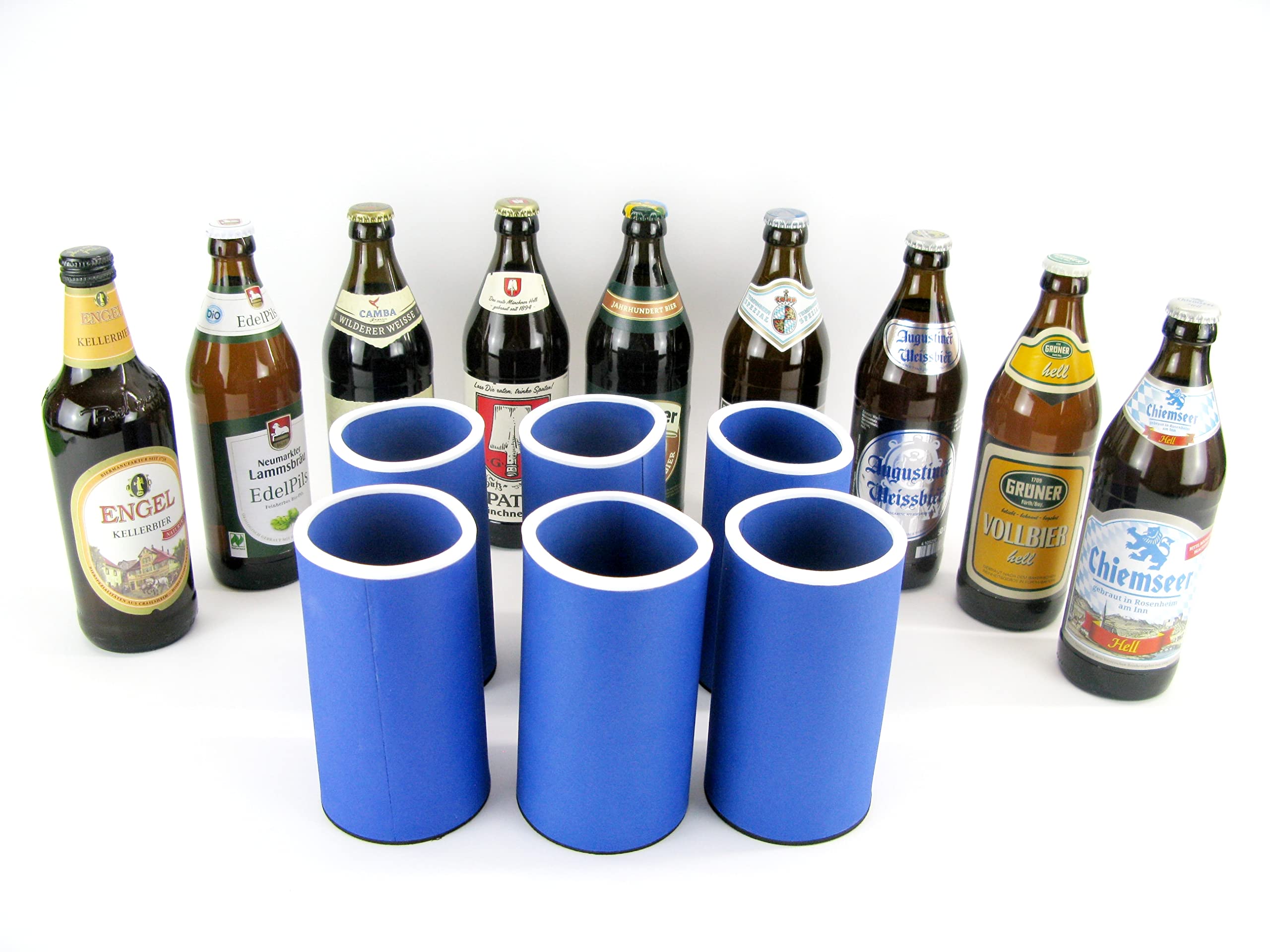 Lot de 6 bières bavaroises bleues - Pour toutes les bouteilles de bière standard de 0,5 l - Refroidisseur de bière - Refroidisseur de qualité 2023 (Lot de 6 bières bavaroises bleues)