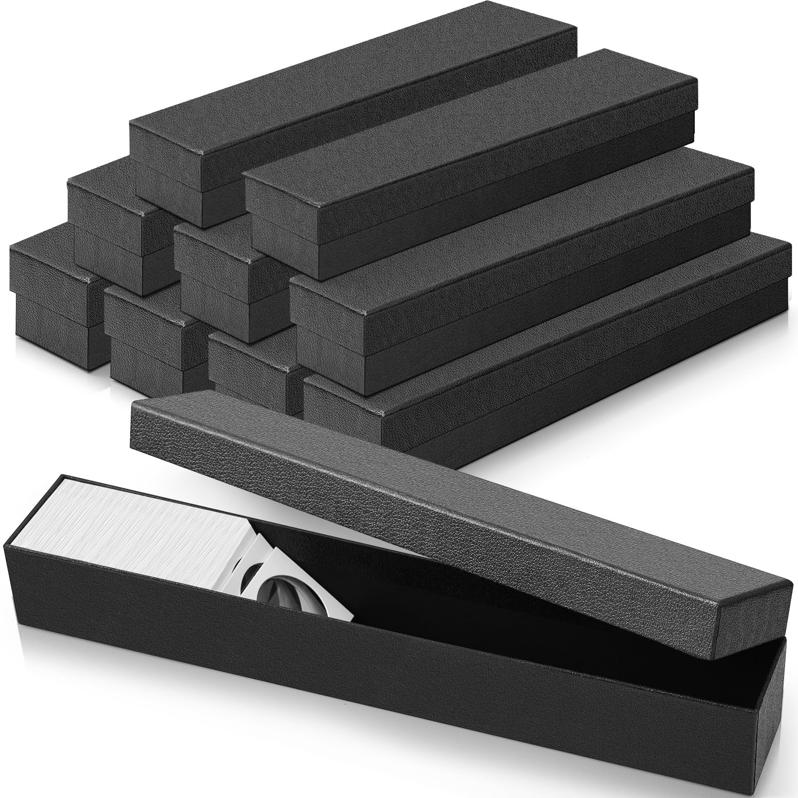 Teling 8 Pcs 2x2 Coin Storage Collectors Box, 15 x 2 x 2 Inches, Black