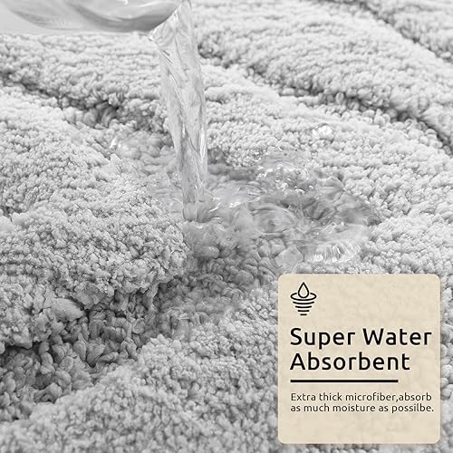 Miniatura 6 de DEXDE Alfombra de baño pequeña, antideslizante, geométrica, de lujo, suave, lavable, para baño, ducha, cocina, entrada, decoración moderna, 17 x 20