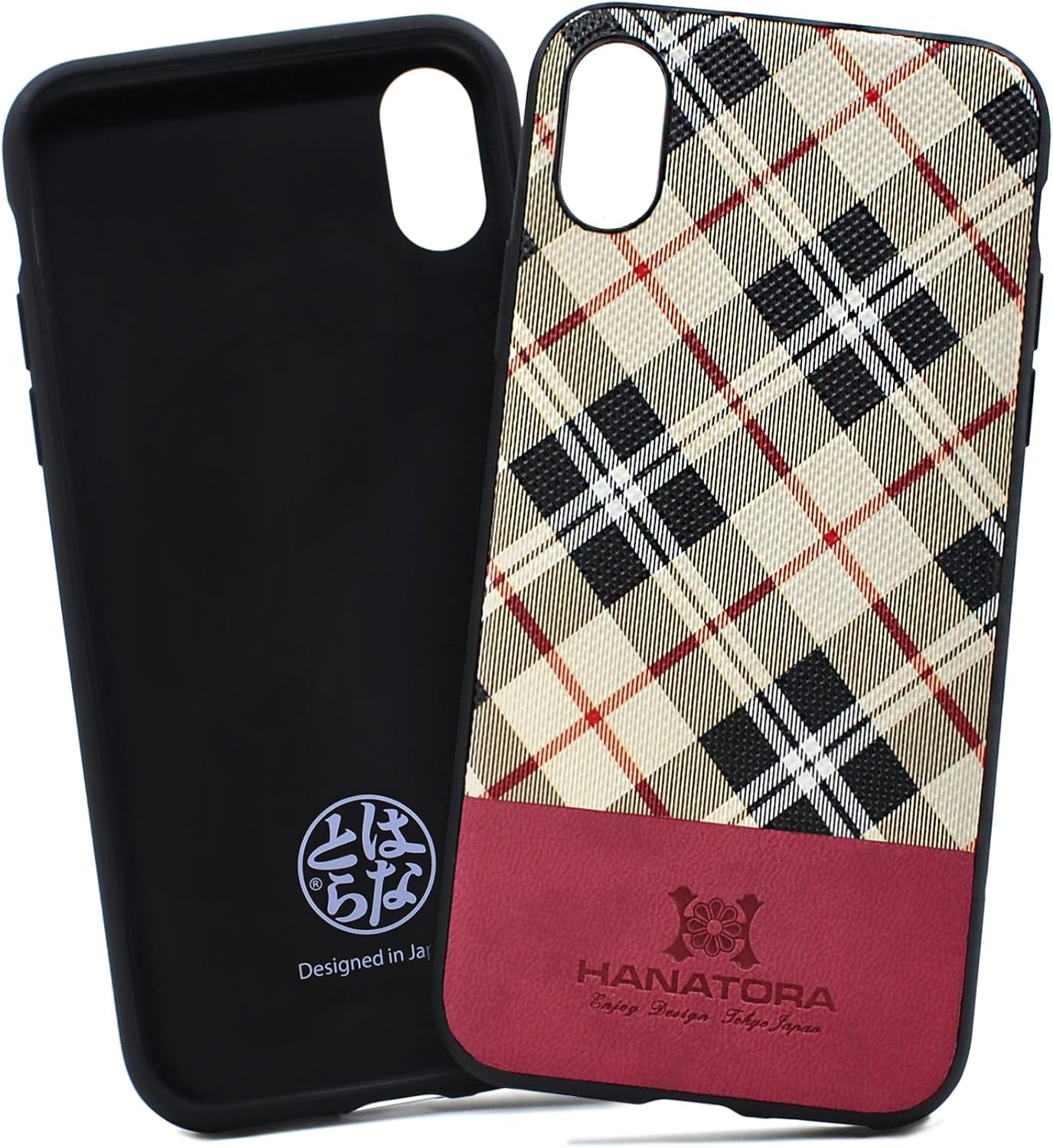 HANATORA iPhone X Exclusive Case, Tartan Hybrid Case, Tartan Checker, Glass Film Included, Vanilla H13-iPX-Vanilla