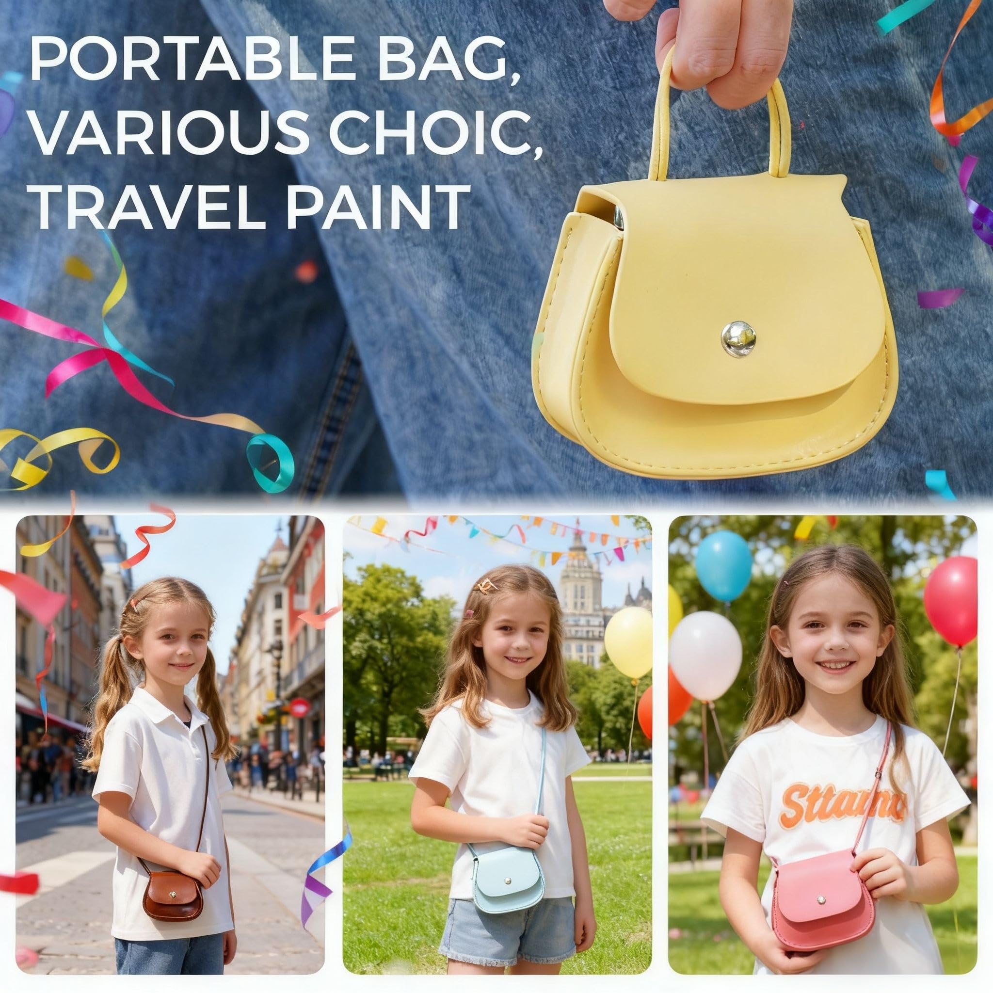 Funto-Taschen-Wasserfarben-Set, Reise-Mal-Kit mit 9 Farben, Leder-Schultertasche, Farbwasserbecher,2 faltbare Paletten und Mini-Wasserfarbenseiten
