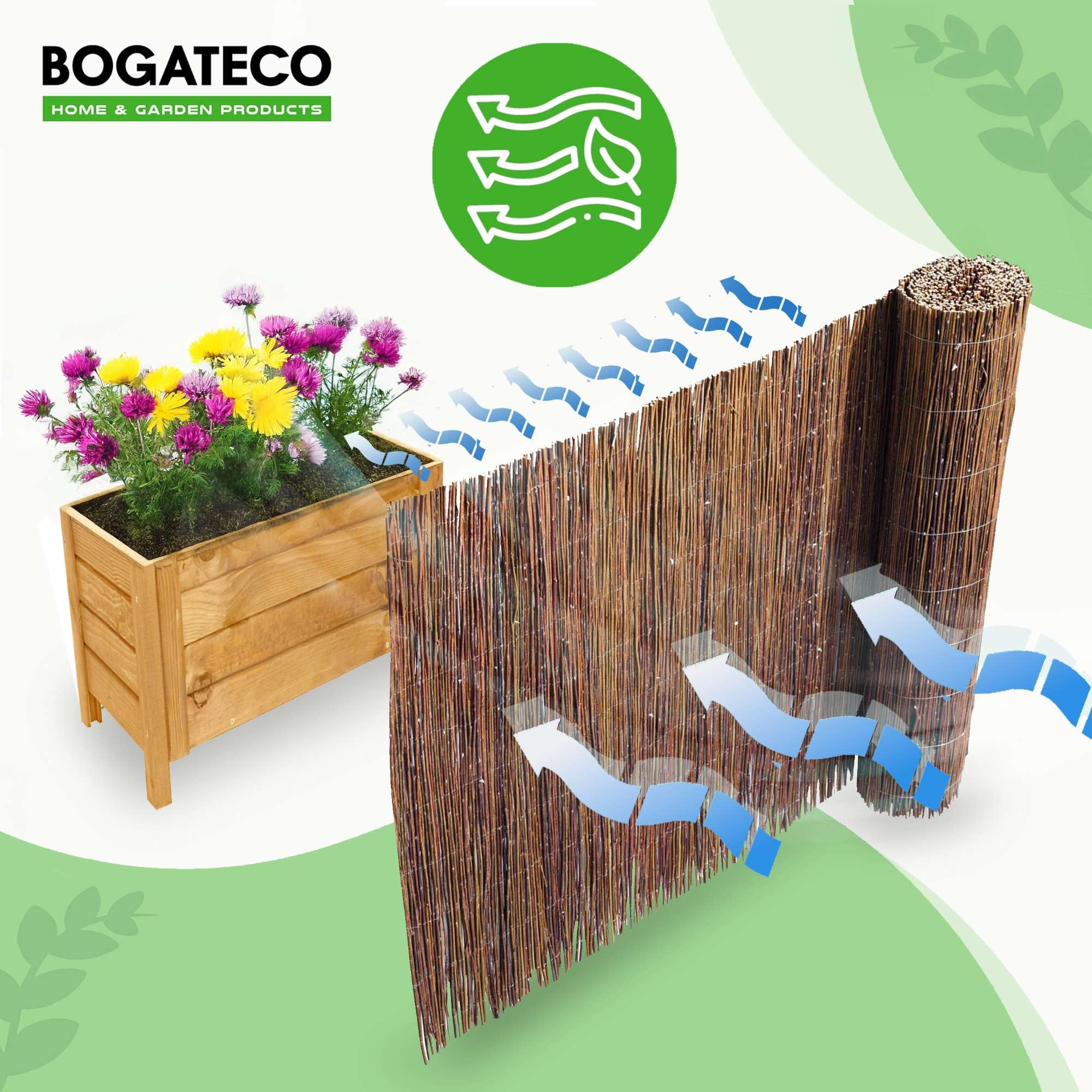 BOGATECO Rieten Mat Privacyhek Van Hout 150 Cm Hoog & 300 Lang Ideaal Voor Tuin Balkon En Terras Gemaakt In Europa 840262789