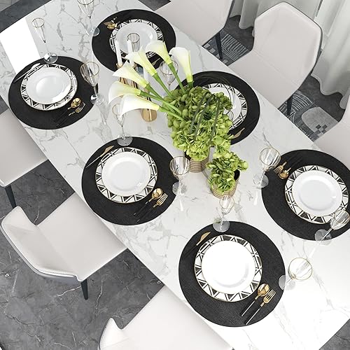 Miniatura 91 de Juego de 4 manteles individuales de lino suave hechos a mano resistentes al calor, manteles individuales para mesa de comedor, manteles individuales