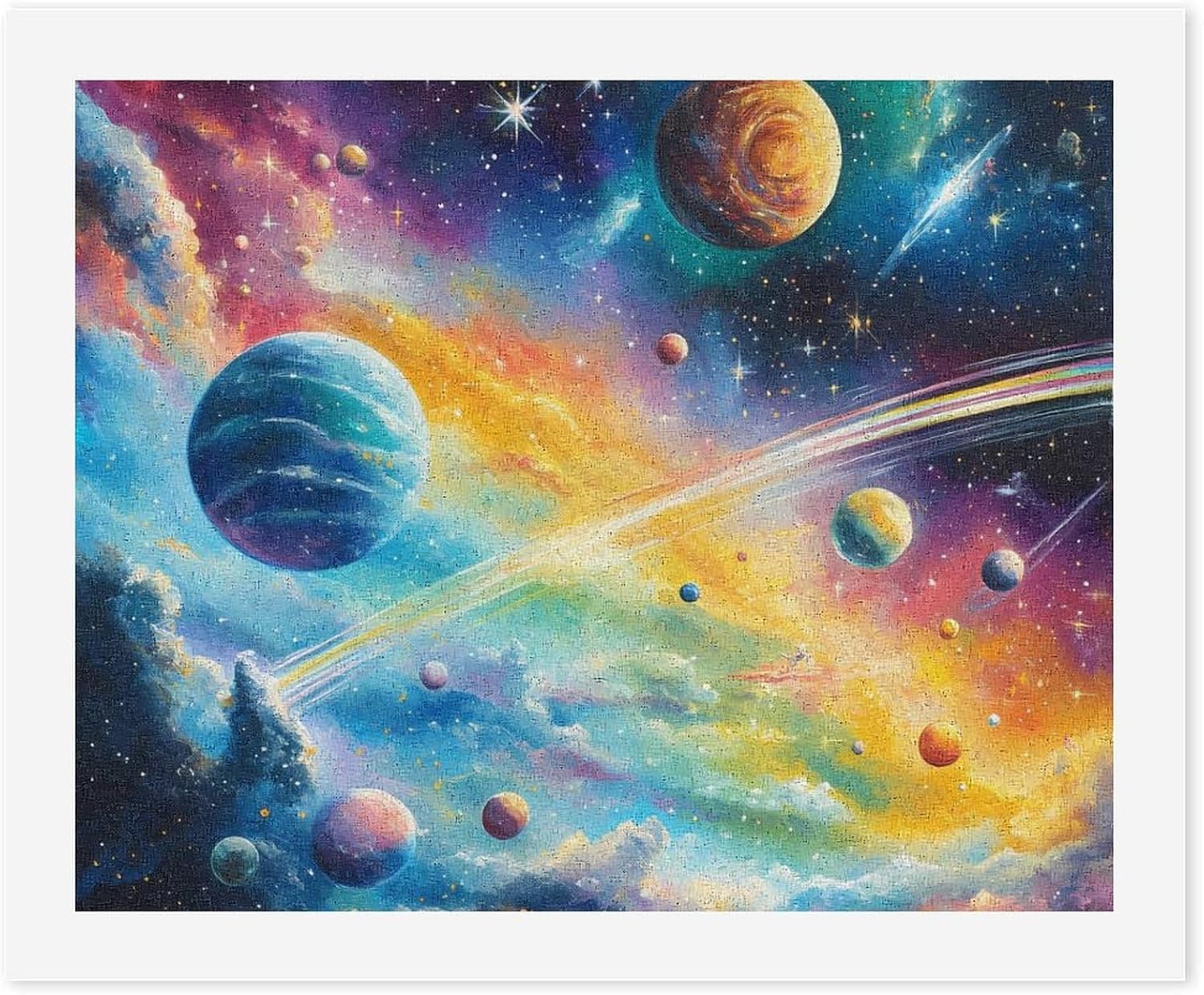 Colorful Galaxy with Planets Paint by Numbers for Adults DIY Oil Painting Kit Digital Paintings on Cotton Abstract Artwork 22x18 Inch
