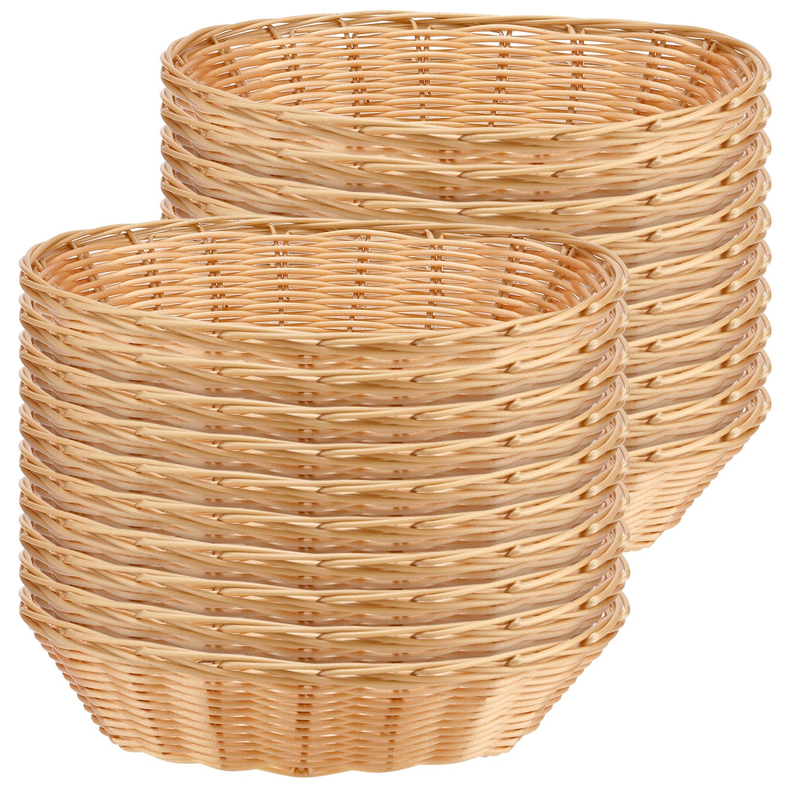 Lot de 20 paniers à pain ovales de 23 cm, paniers à pain tissés, paniers de rangement pour aliments jaunes, paniers à pain pour servir des légumes, des fruits