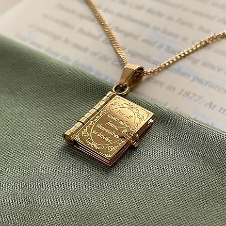 Boekenketting, roestvrij staal elegante charme ketting boek sieraden