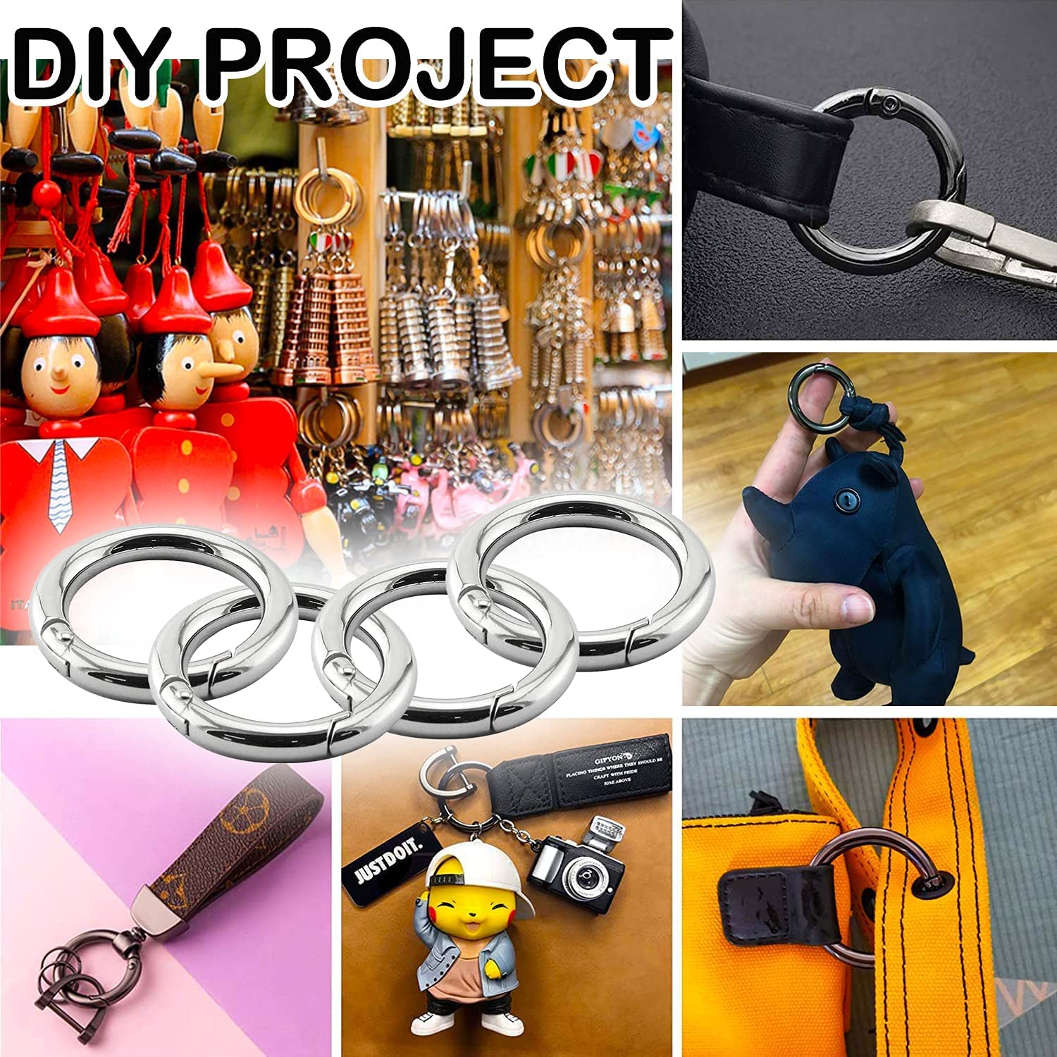 30 Pezzi Moschettoni Tondi 28mm In Oro - Lega Di Zinco Con O-Ring Per Chiavi, Zaini E Outdoor - Foto 5