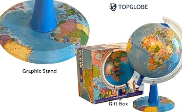 30cm Illuminated World Globe, English Political Map, Educational Desk Globe for Kids & Decor