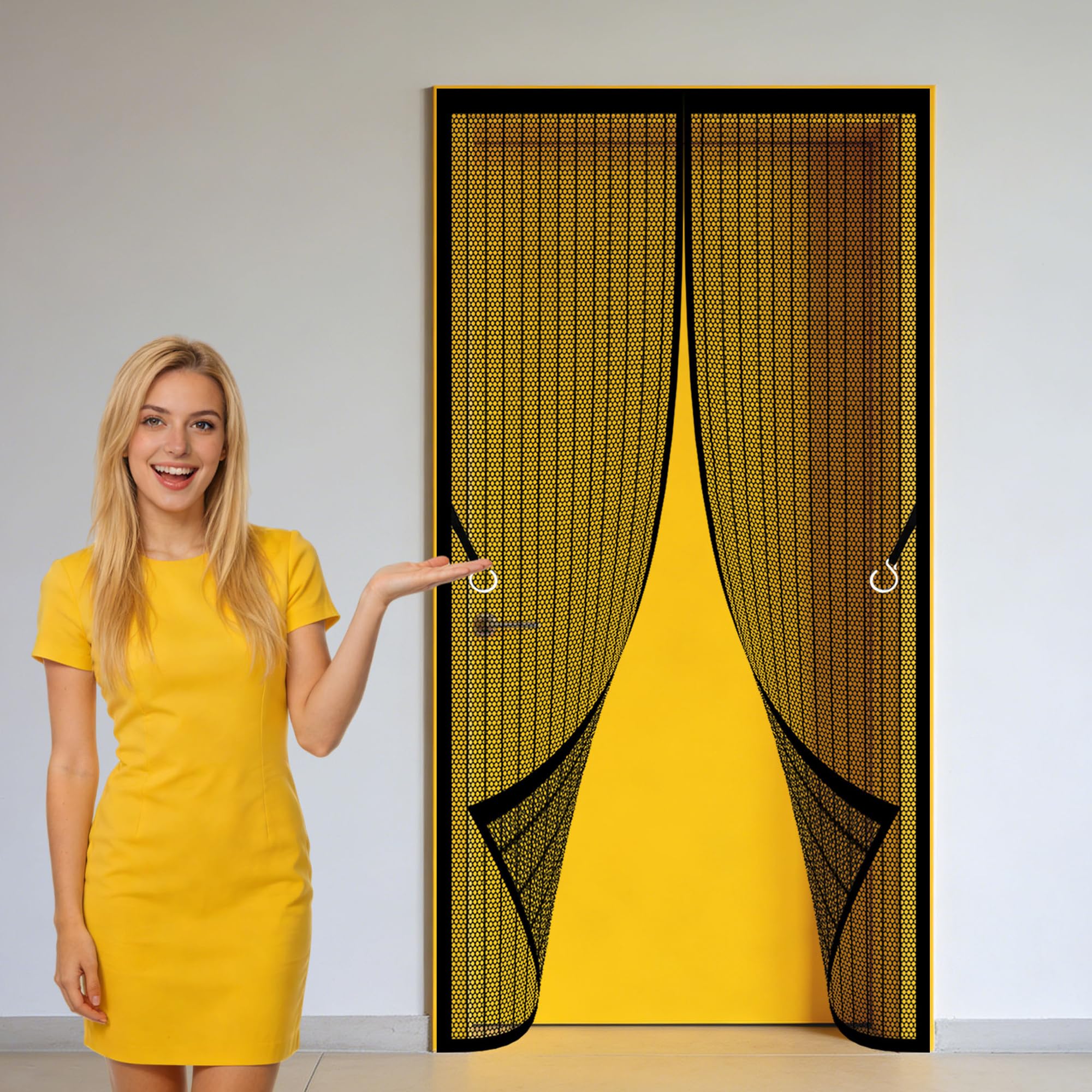 Magnetic Insect Screen Door 128 x 262 cm Self Sealing Magnetic Fly Curtain Keep Bugs Out Lets Fresh Air Suitable for Balcony, Terrace, Cellar, Bedroom and Sliding Room, Black