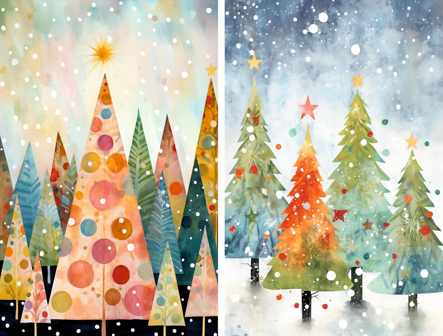Christmas Trees Rice Paper, 8 x 10.5 inch (6 pc) – Decoupage Christmas Papers for Collage, Mixed Media, Card Making & Crafts, Decoupage by CRAFT KREATIVELY