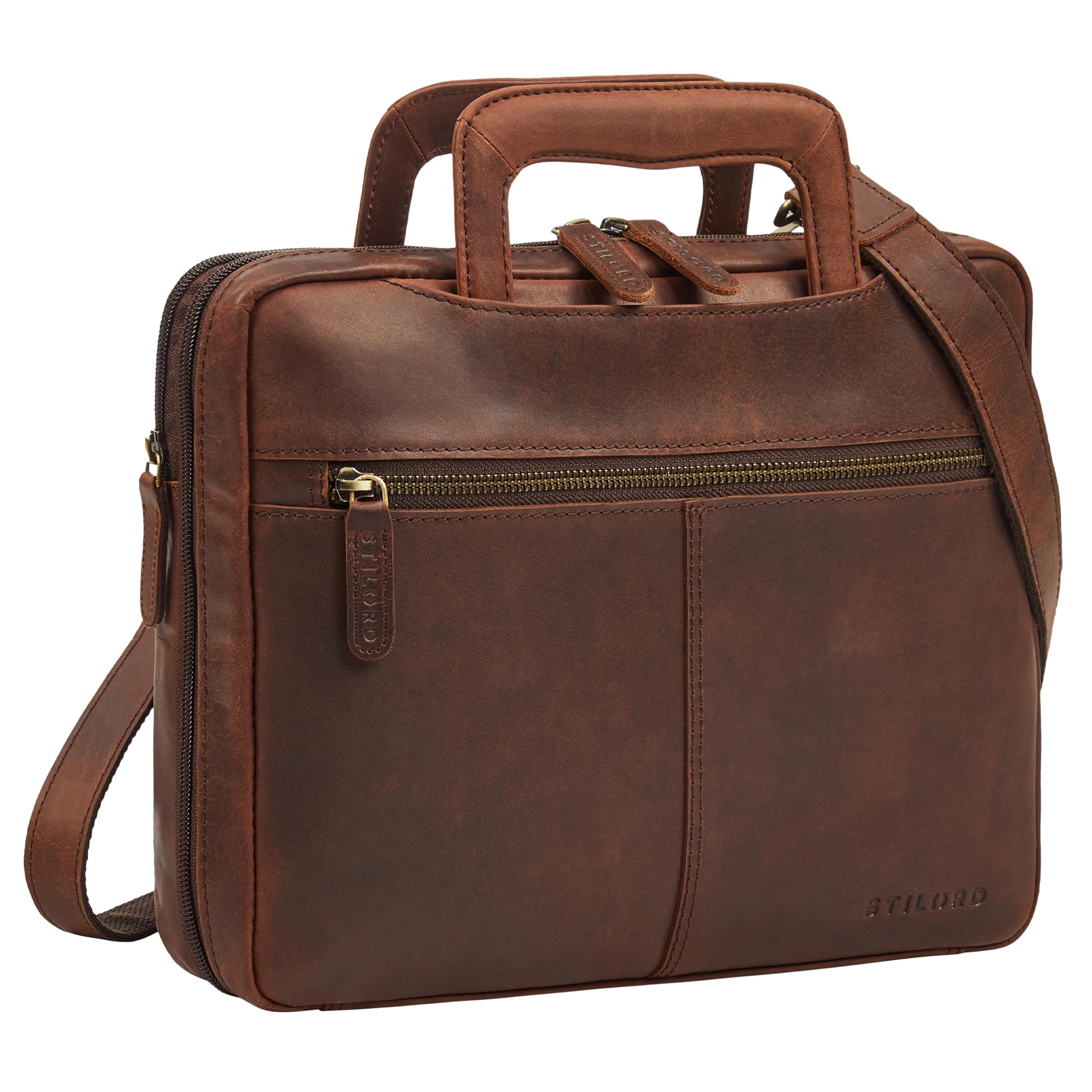 STILORD "Connell" Borsa Porta Pc Pelle Borsa da Lavoro Uomo Ventiquattrore Sottile Custodia Pc 13.3 Pollici Vintage Custodia Tablet in Vera Pelle Colore:zamora - marrone