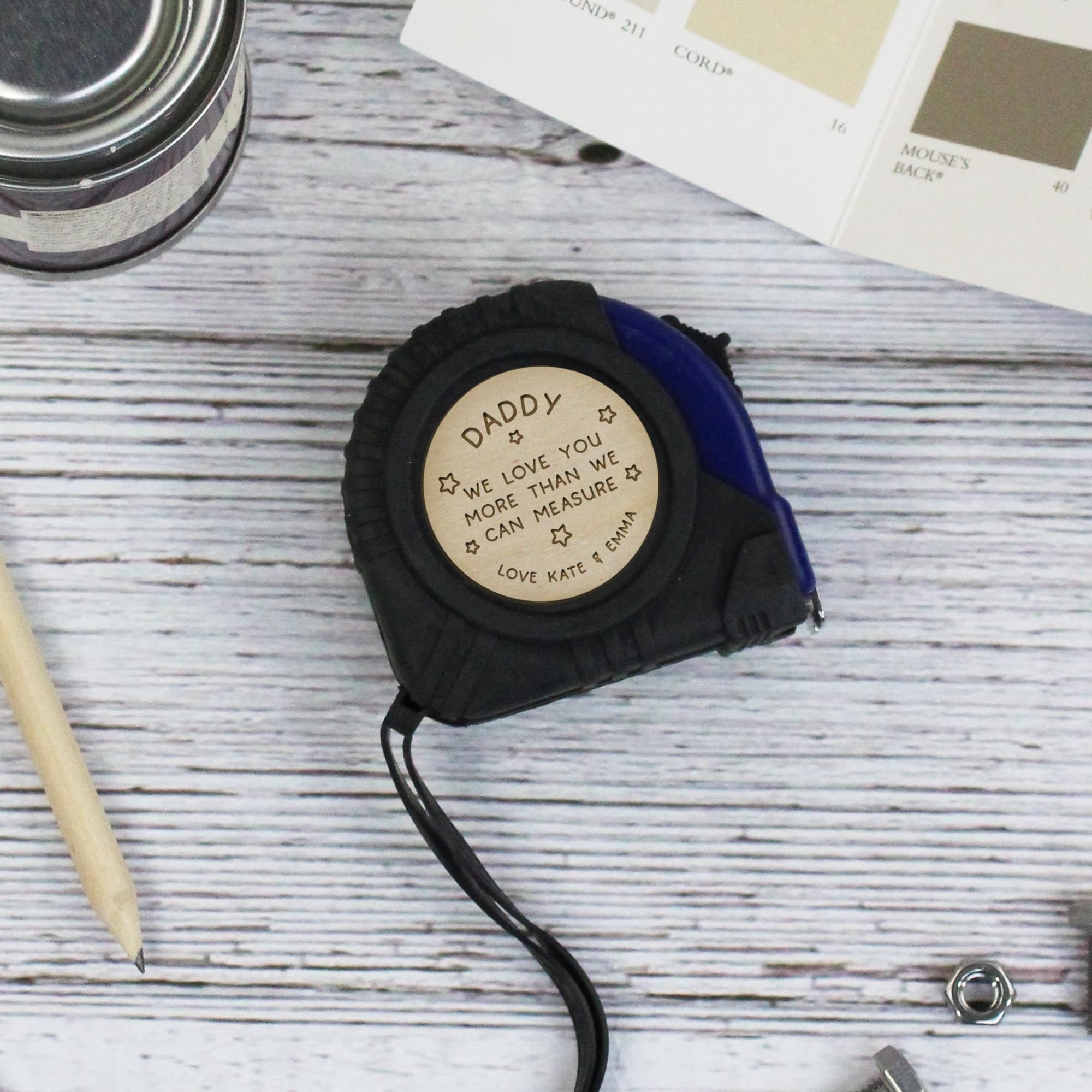 eBuyGB Personalised Dad 5M Tape Measure, Daddy DIY Tool, Gift for Him, Dad, Love You More Than Can Measure, Dad I Love You Gift (Blue)