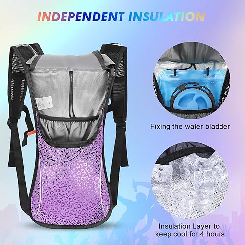 Miniatura 4 de Rave Hydration Pack, Hydration Backpack with 2L Hydration Bladder, Festival Essential Water Backpack for Hiking, Running, Cycling, and Music