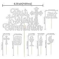 Vista 2 de Gyufise 25 adornos para magdalenas de la primera comunión con purpurina para la primera comunión, decoración para tartas de la primera comunión