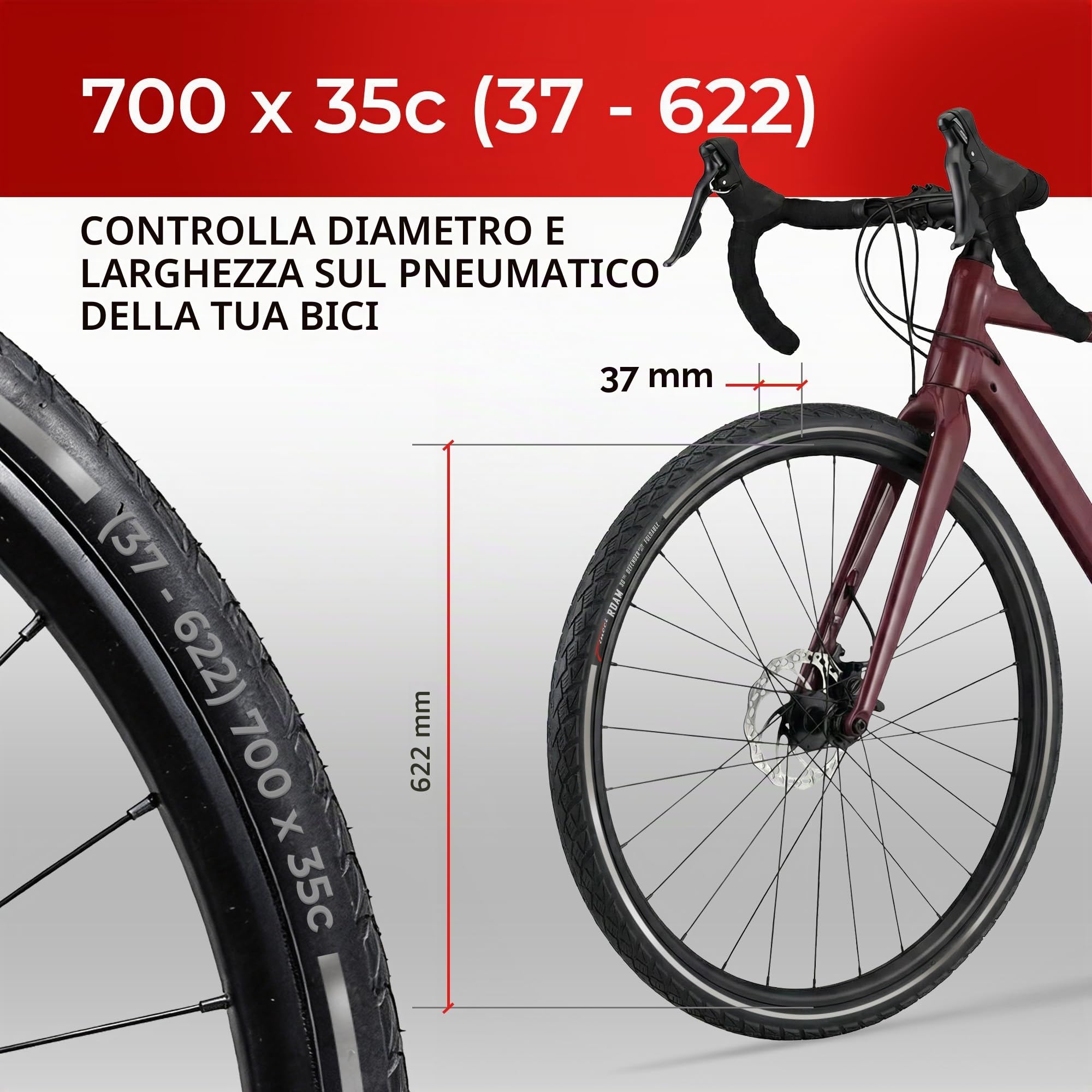 Fincci Copertone Bici 700x35c 37-622 Pieghevole con Protezione Riflettente | Copertone 37-622 con Carcassa 30TPI e Protezione Anti-Foratura Lv3 per Pneumatici Bici 28 700 x 35c a 50-80 PSI - Set da 2