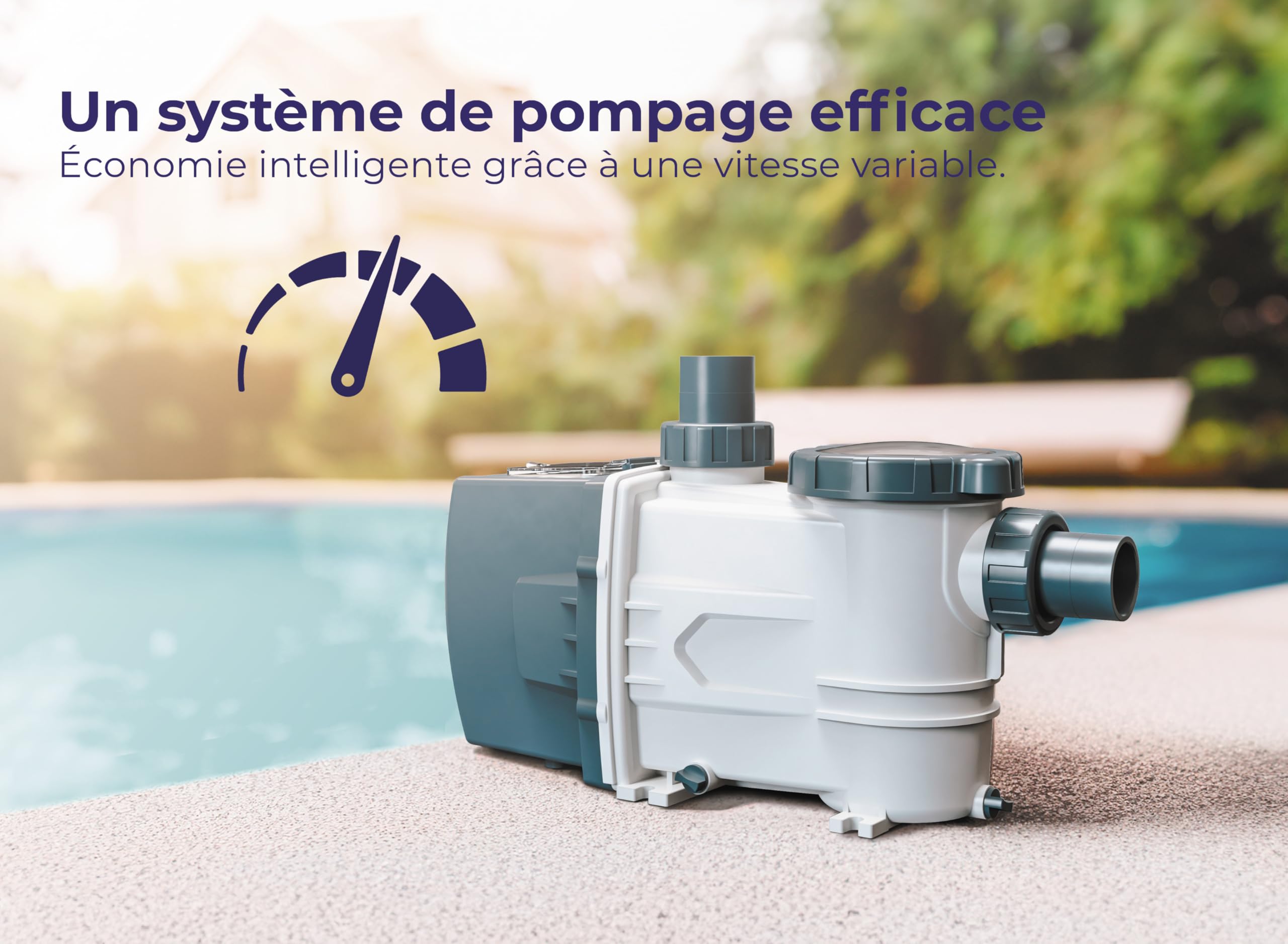 Gre VSG75 - Pompe à vitesse variable pour piscines jusqu'à 65 m³, puissance de 750 W, 4 vitesses variables